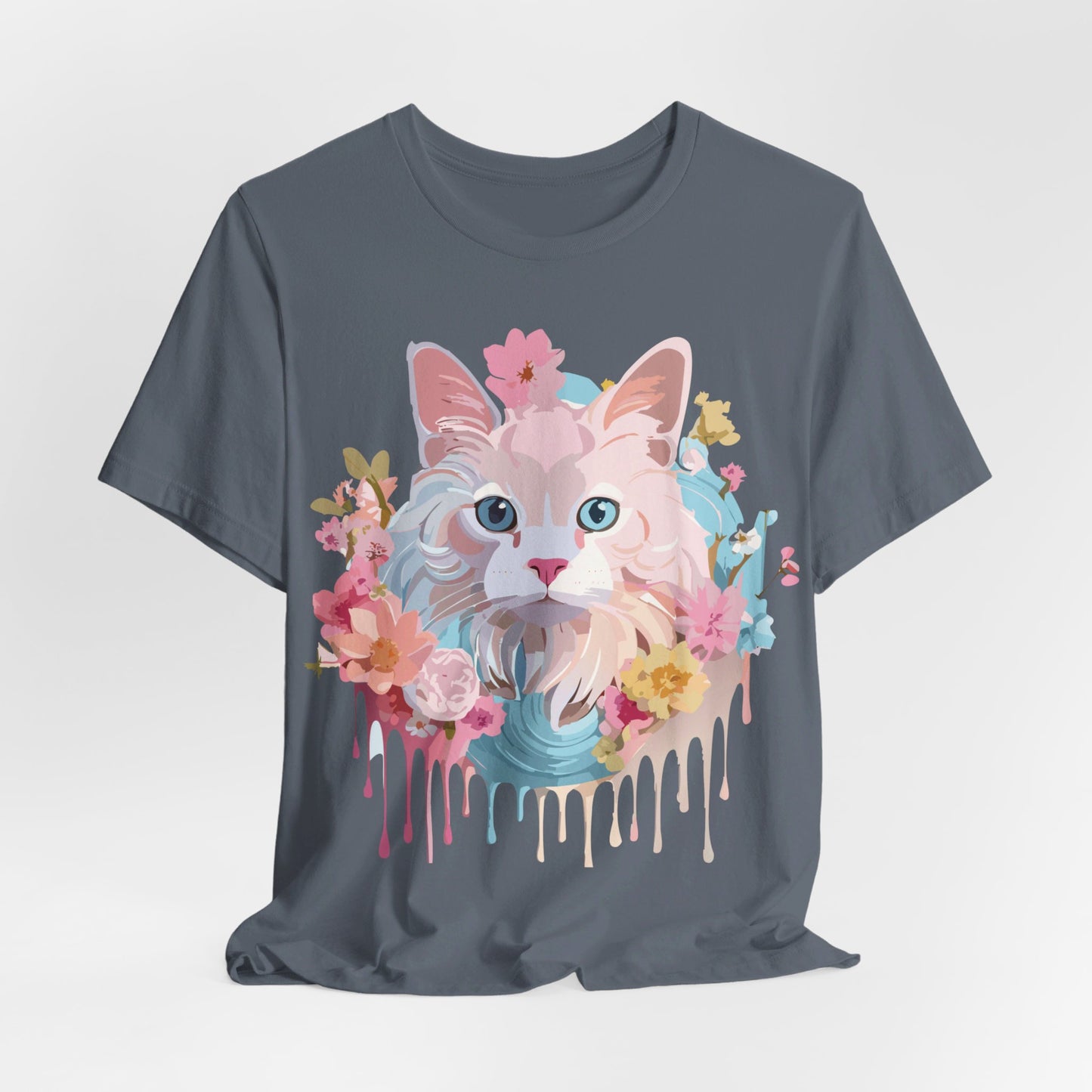 Natural Cotton Tee Shirt with Cat Printify