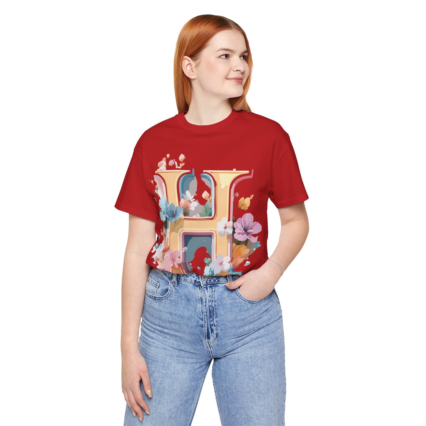 Natural Cotton Tee Shirt - Letters Collection - H Printify
