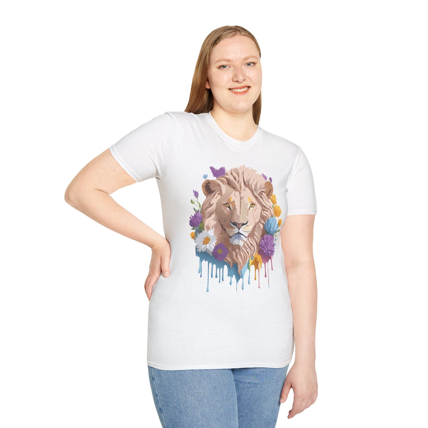 Lion Shirt, Shirt with Lion, Floral Lion Tee, Shirt with Animals