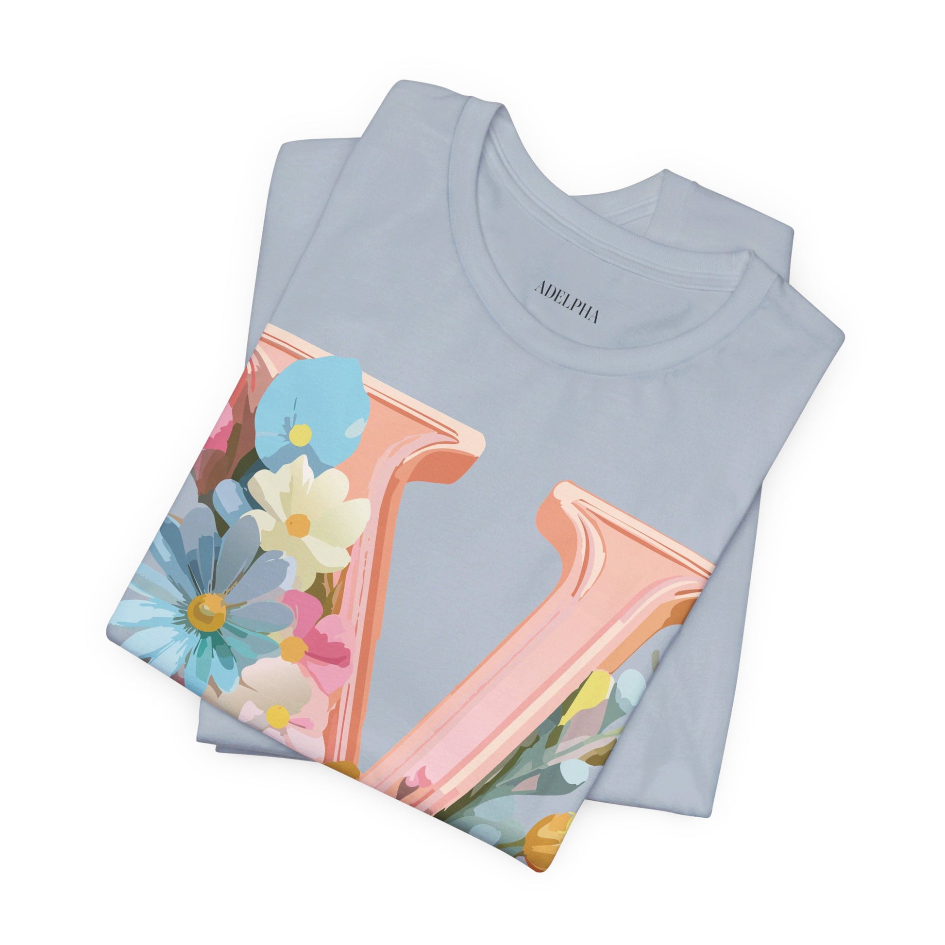 Natural Cotton Tee Shirt - Letters Collection - V Printify