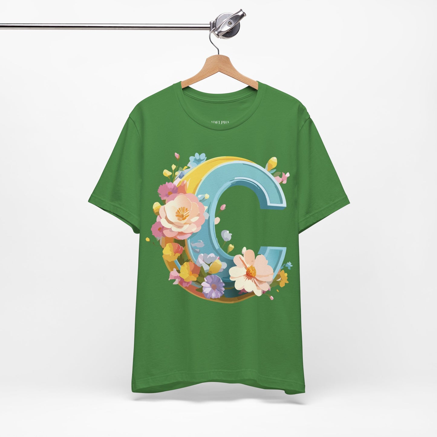 Natural Cotton Tee Shirt - Letters Collection - C Printify