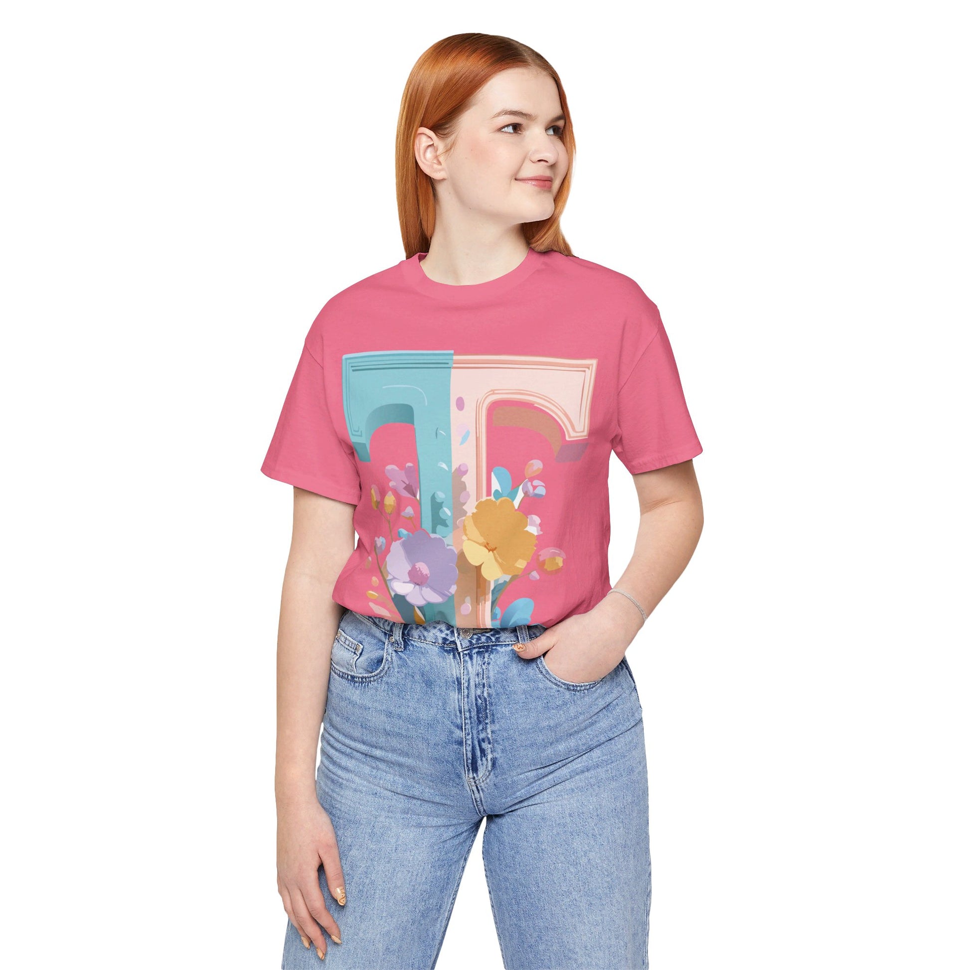 Natural Cotton Tee Shirt - Letters Collection - T Printify
