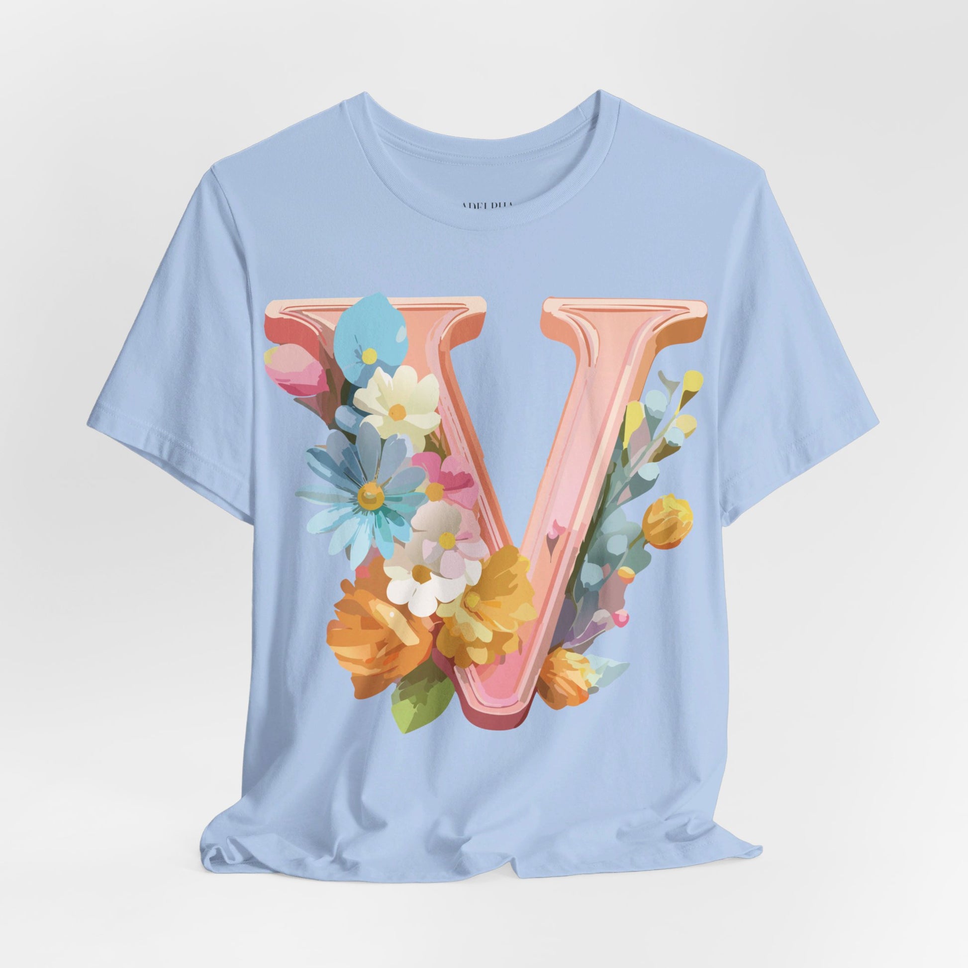 Natural Cotton Tee Shirt - Letters Collection - V Printify
