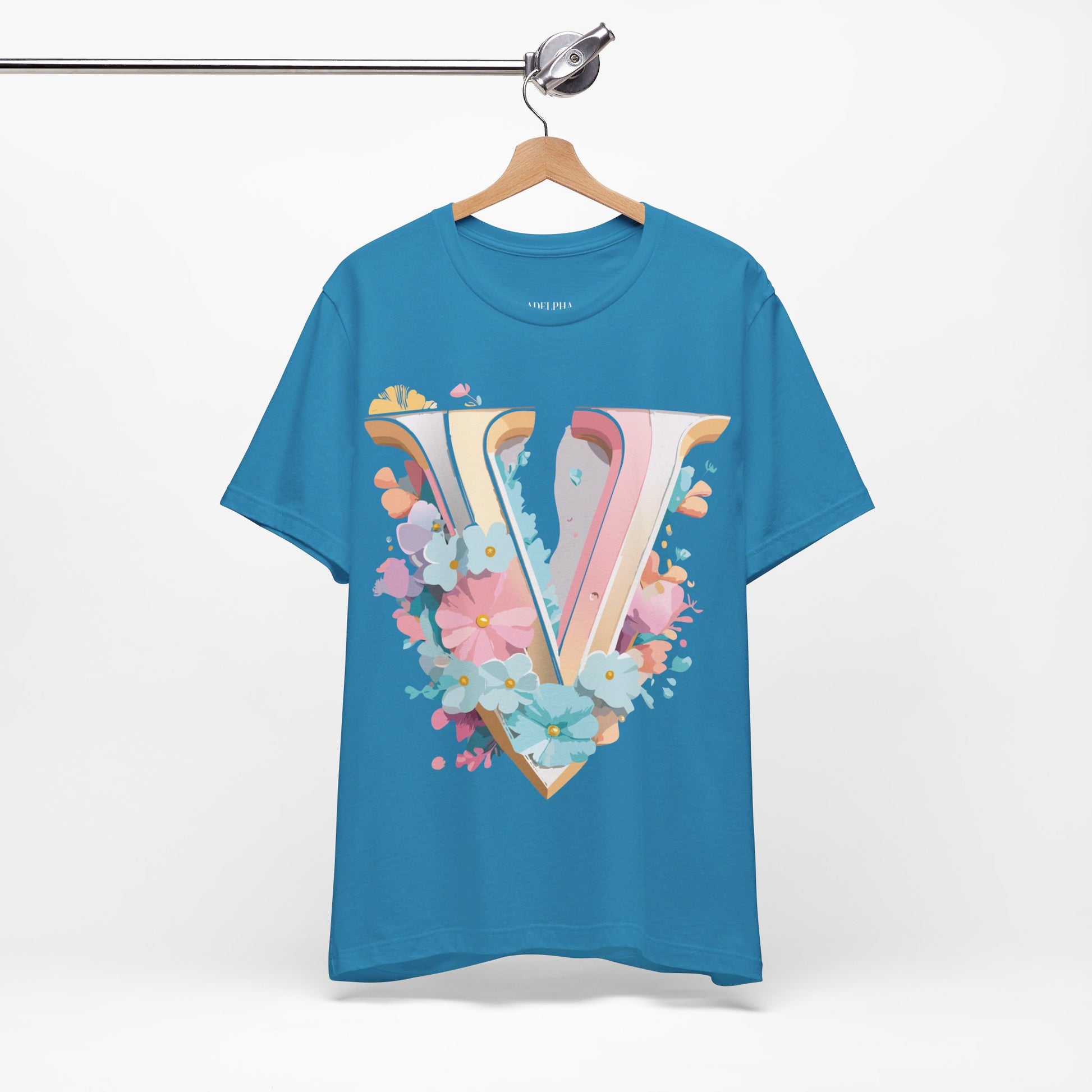 Natural Cotton Tee Shirt - Letters Collection - V Printify