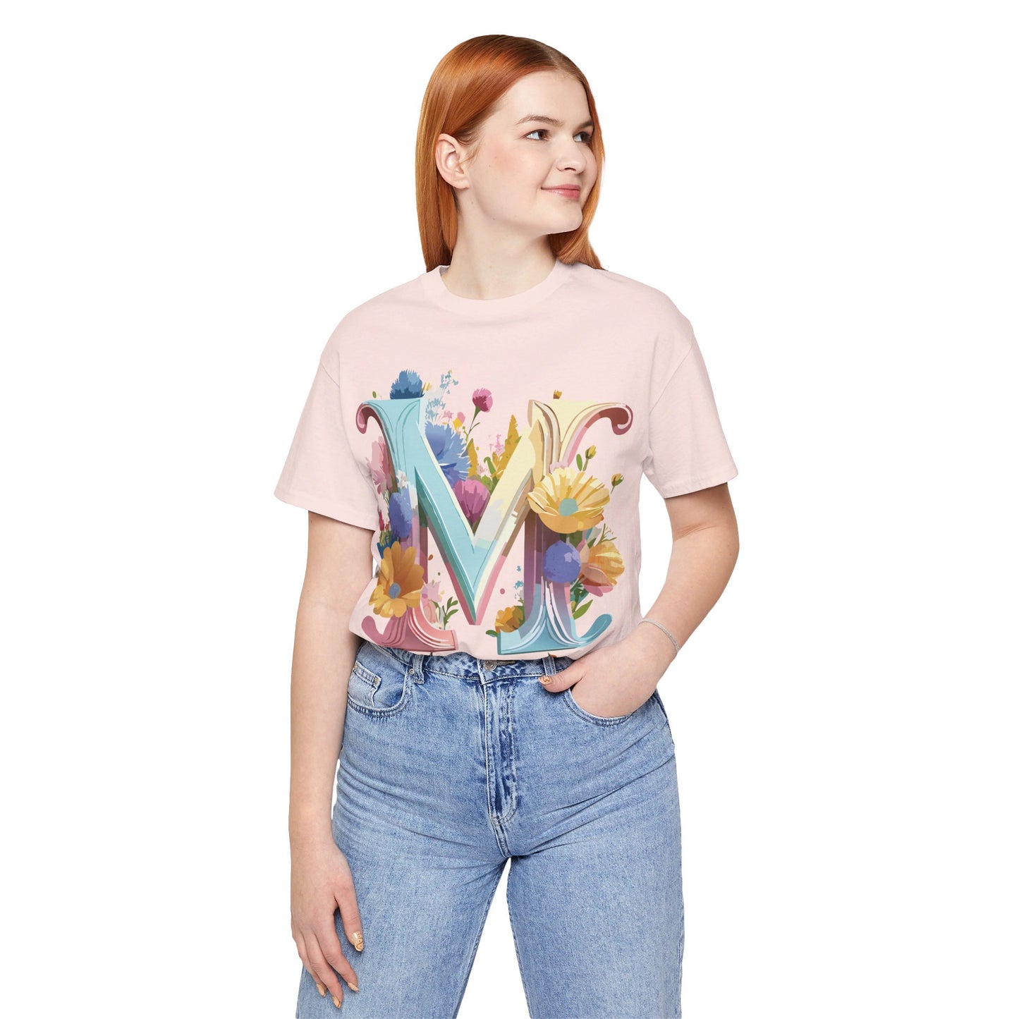 Natural Cotton Tee Shirt - Letters Collection - M Printify