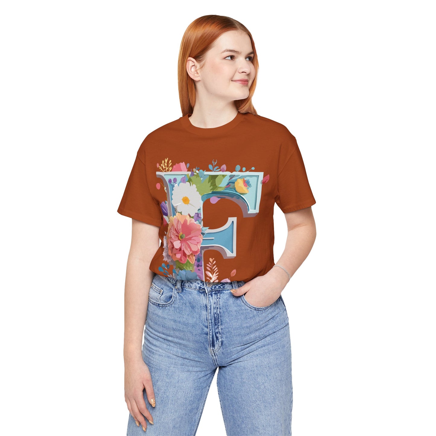 Natural Cotton Tee Shirt - Letters Collection - F Printify
