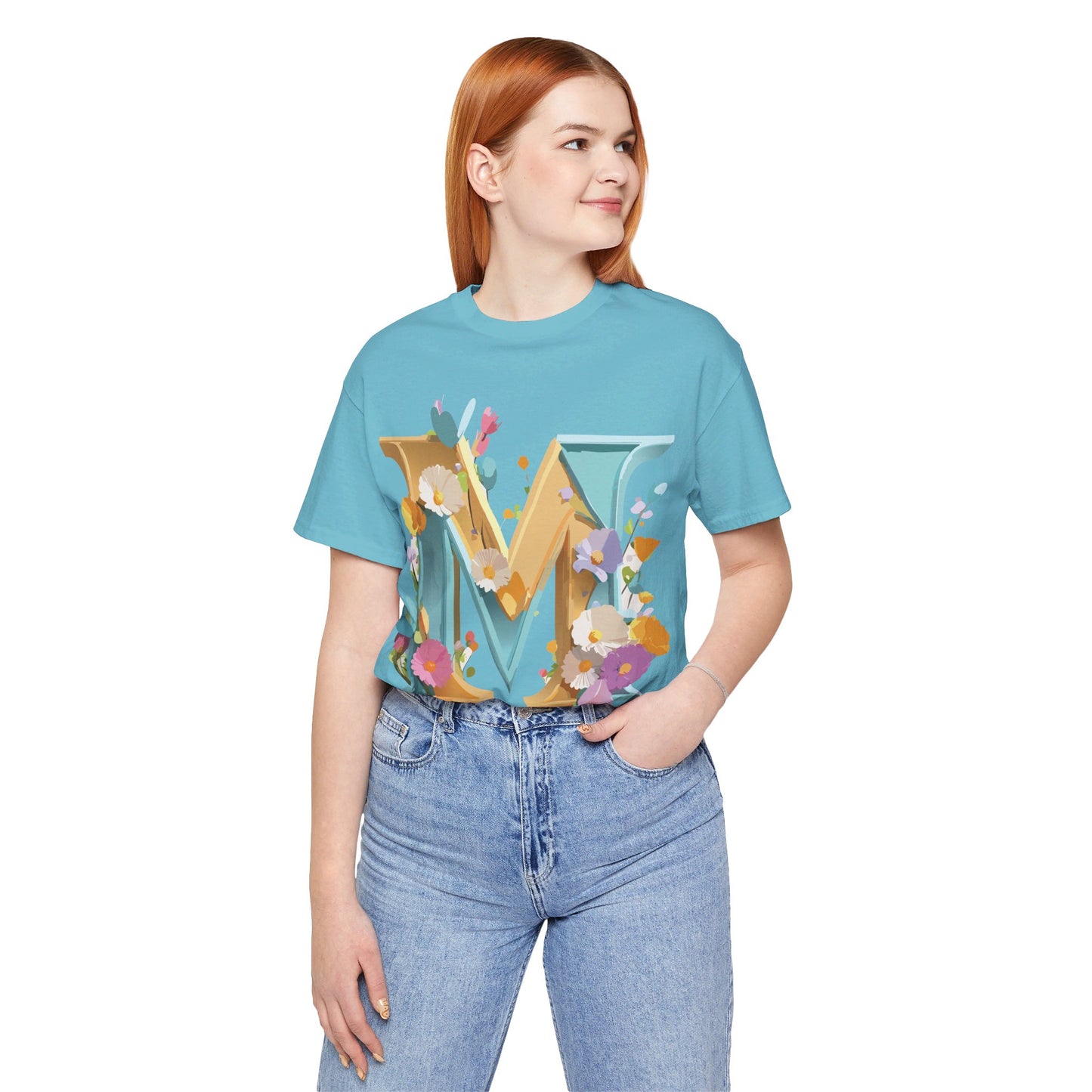 Natural Cotton Tee Shirt - Letters Collection - M Printify