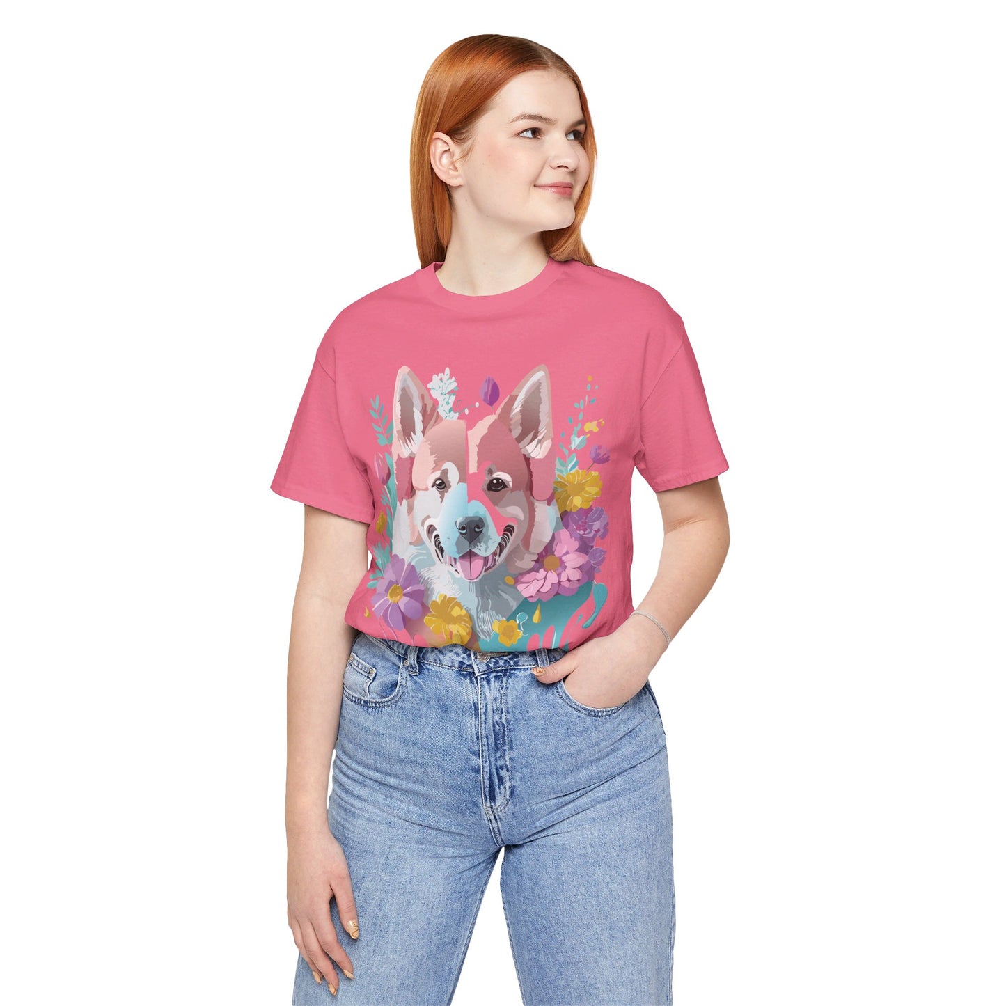 Natural Cotton Tee Shirt with Dog Printify
