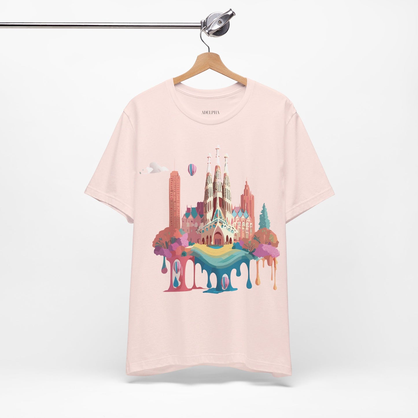 Natural Cotton Tee Shirt - Beautiful Places Collection - Barcelona Printify