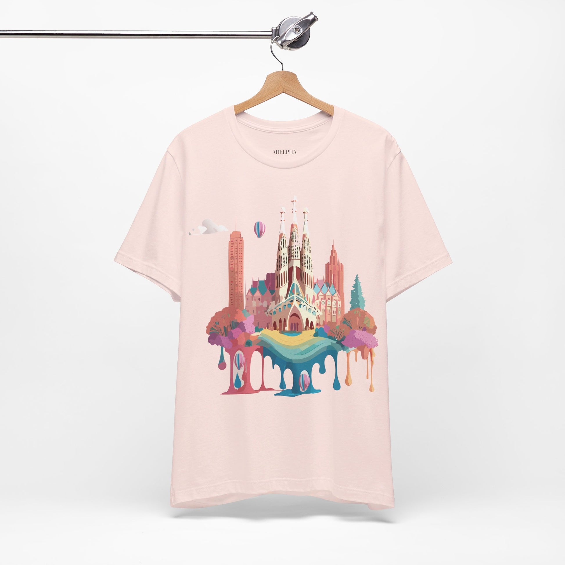 Natural Cotton Tee Shirt - Beautiful Places Collection - Barcelona Printify