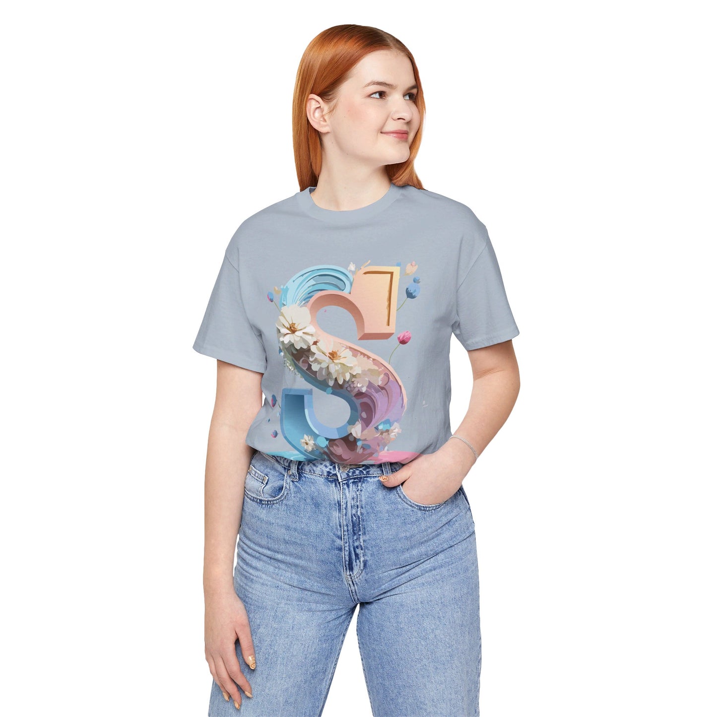 Natural Cotton Tee Shirt - Letters Collection - S Printify