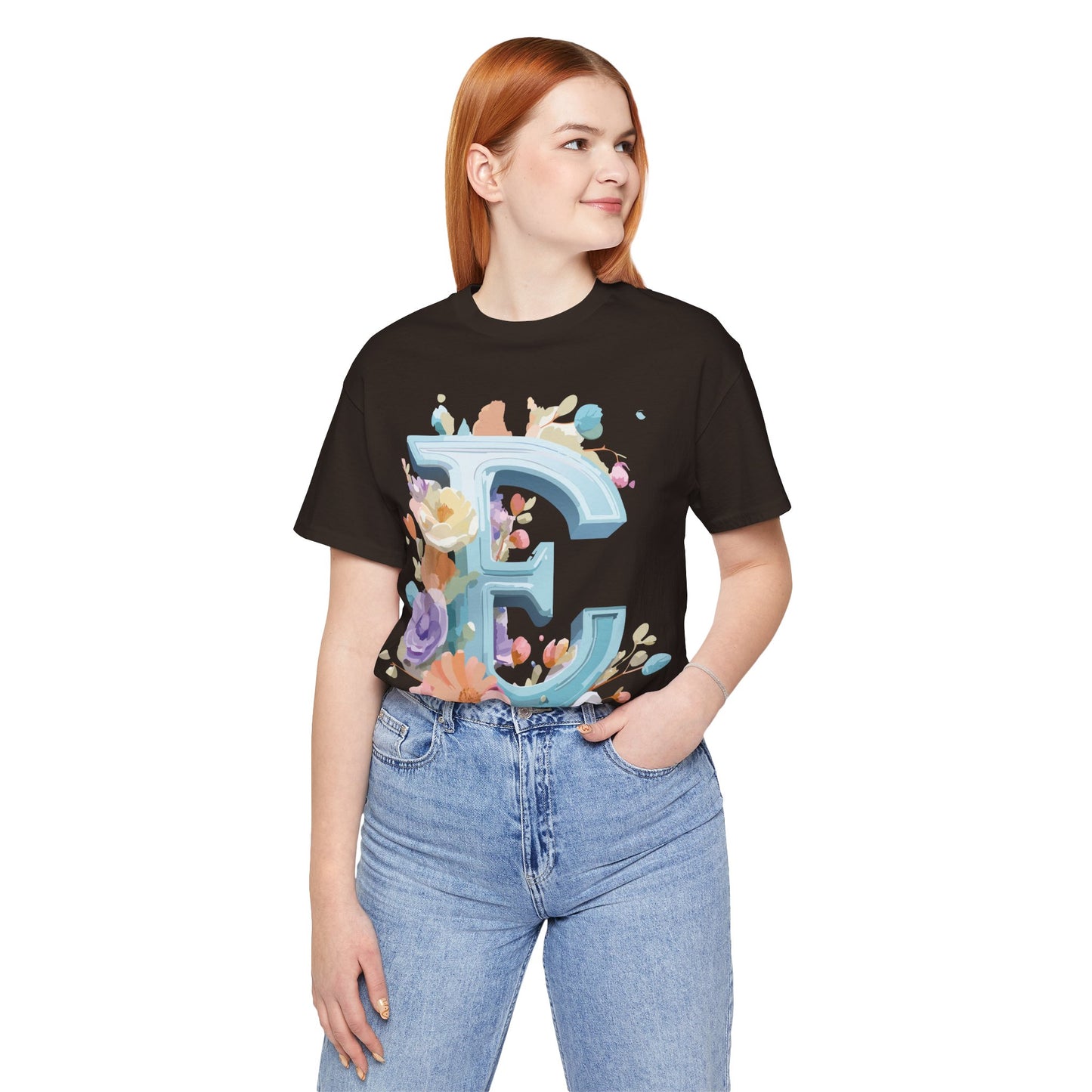 Natural Cotton Tee Shirt - Letters Collection - E Printify