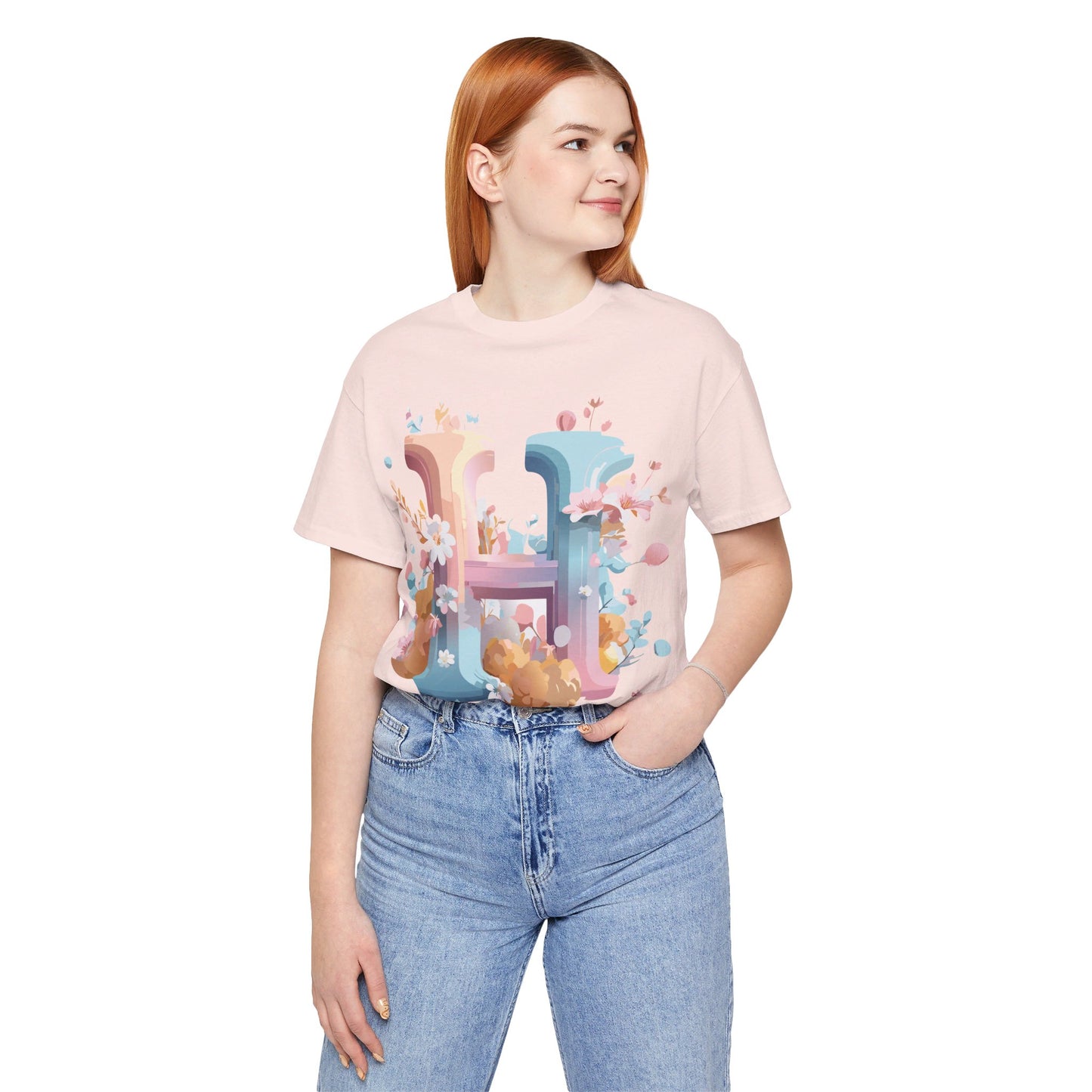 Natural Cotton Tee Shirt - Letters Collection - H Printify