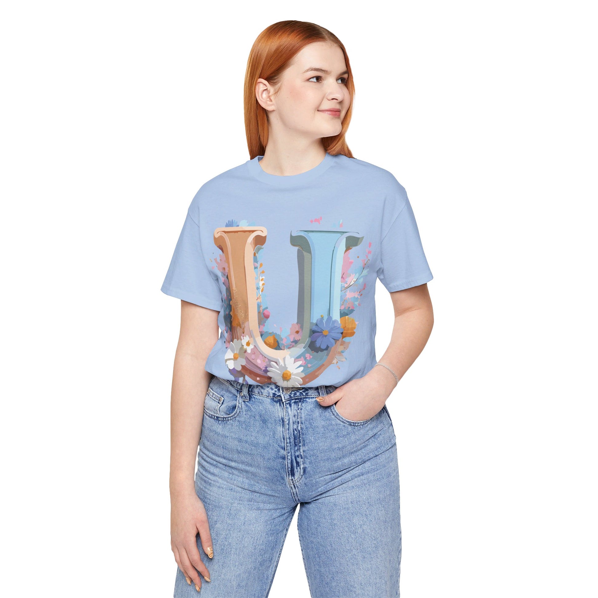 Natural Cotton Tee Shirt - Letters Collection - U Printify