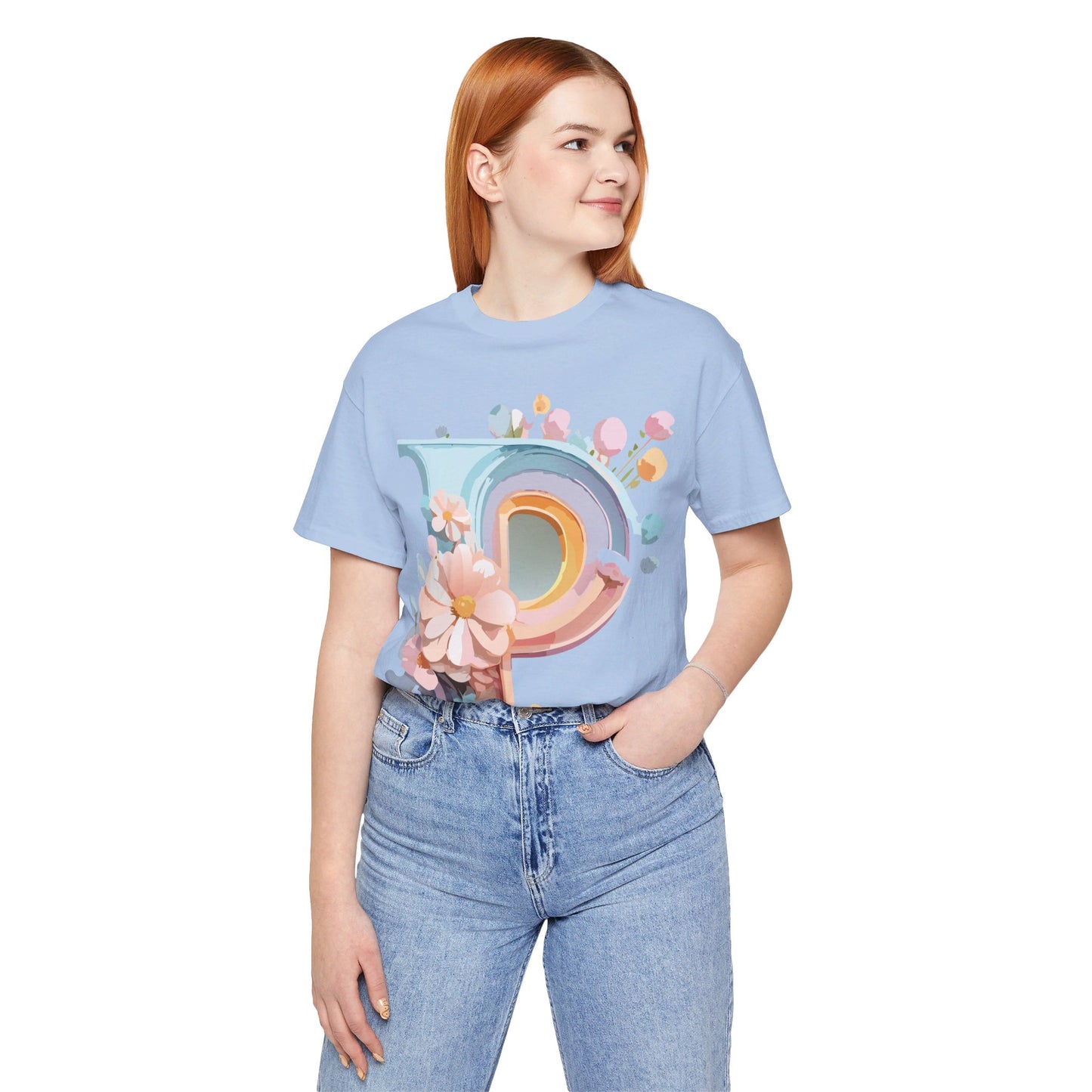 Natural Cotton Tee Shirt - Letters Collection - P Printify