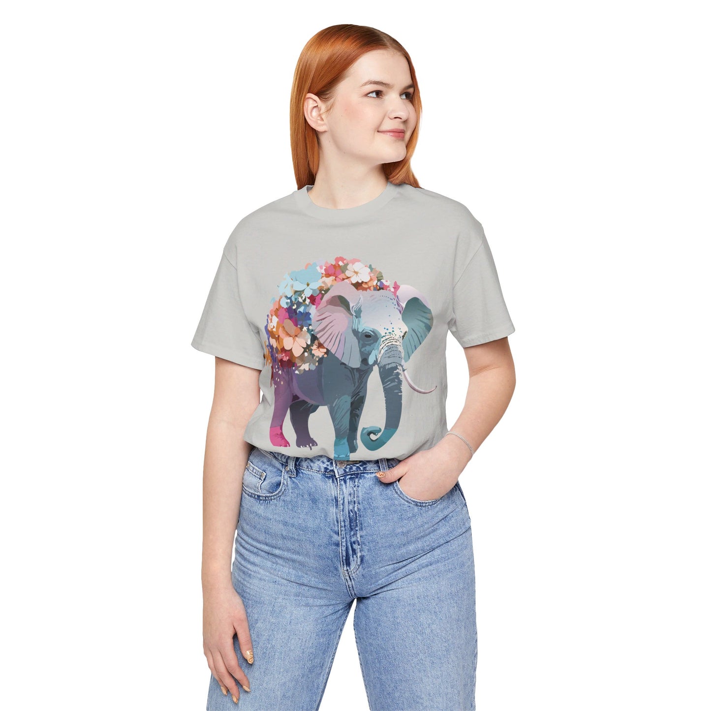 Natural Cotton Tee Shirt with Elephant Printify