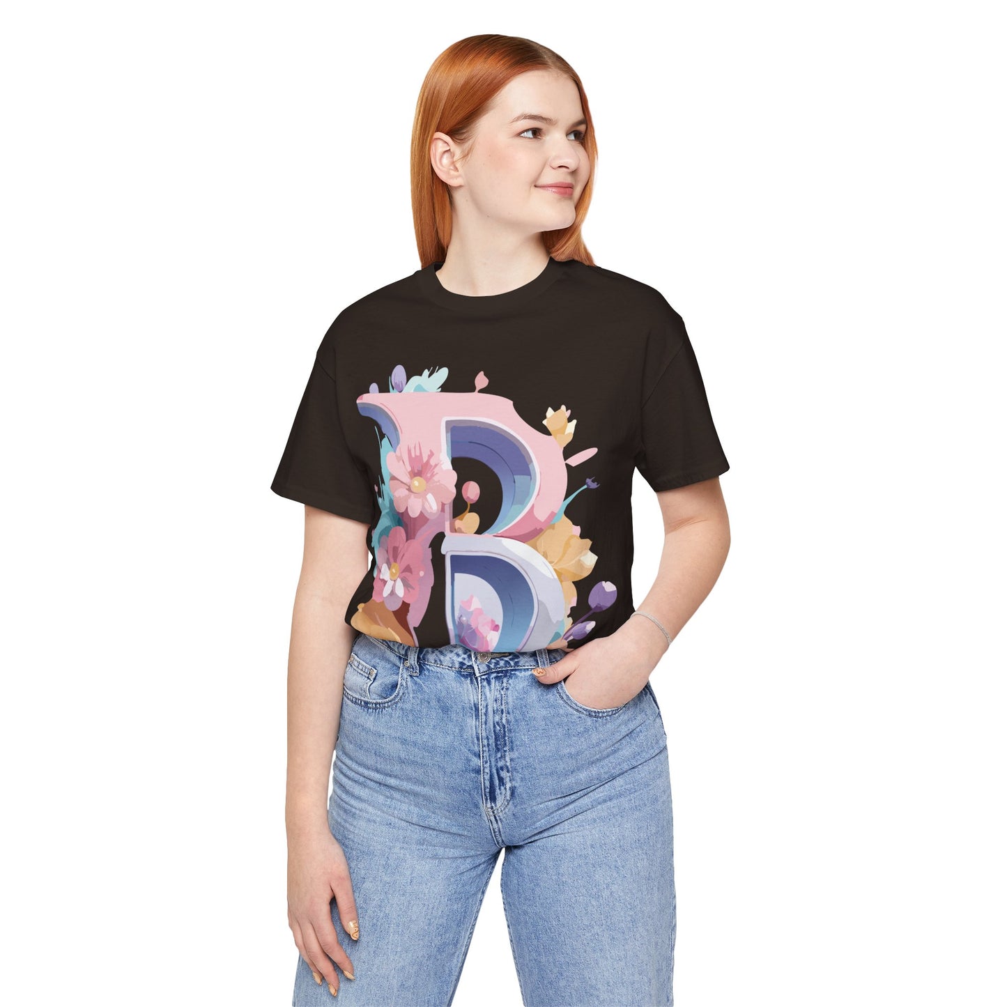 Natural Cotton Tee Shirt - Letters Collection - B Printify