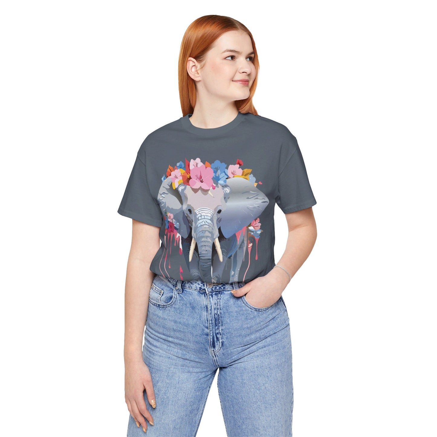 Natural Cotton Tee Shirt with Elephant Printify