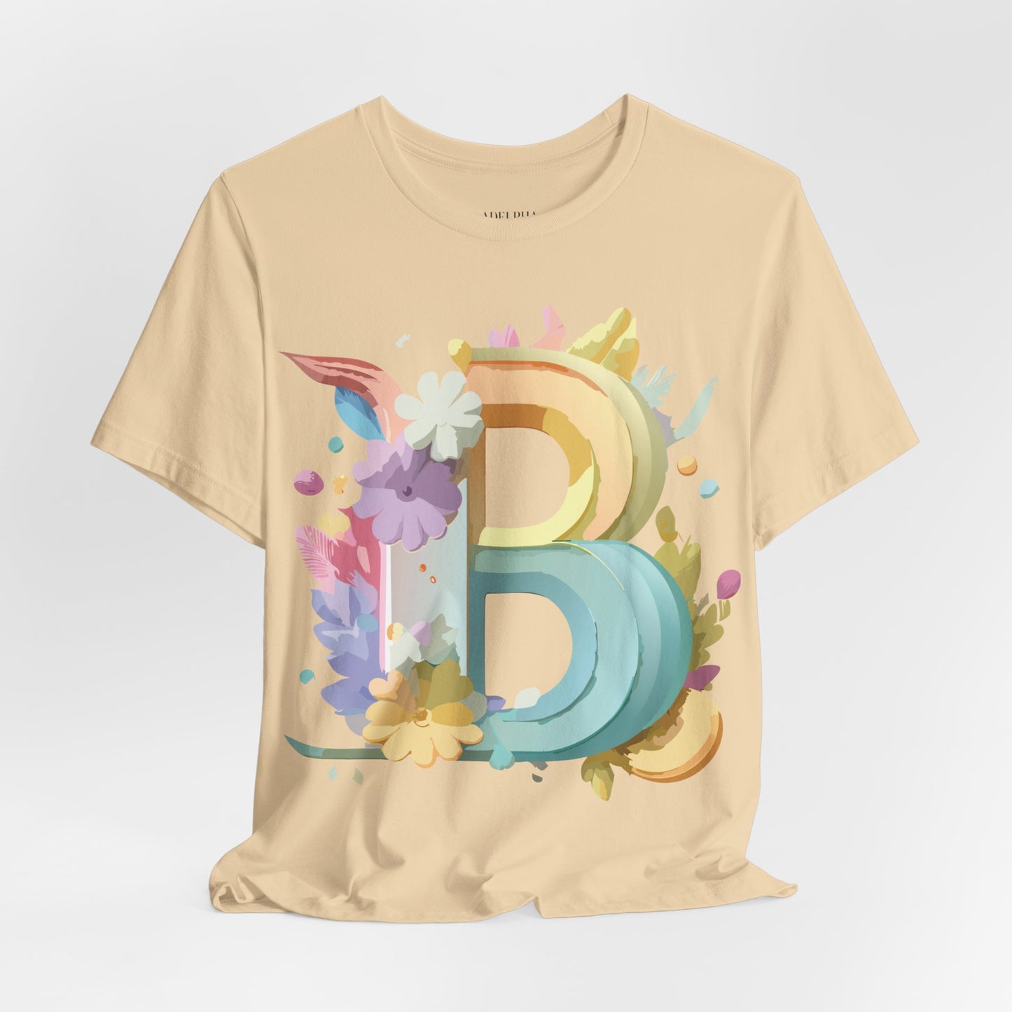 Natural Cotton Tee Shirt - Letters Collection - B Printify