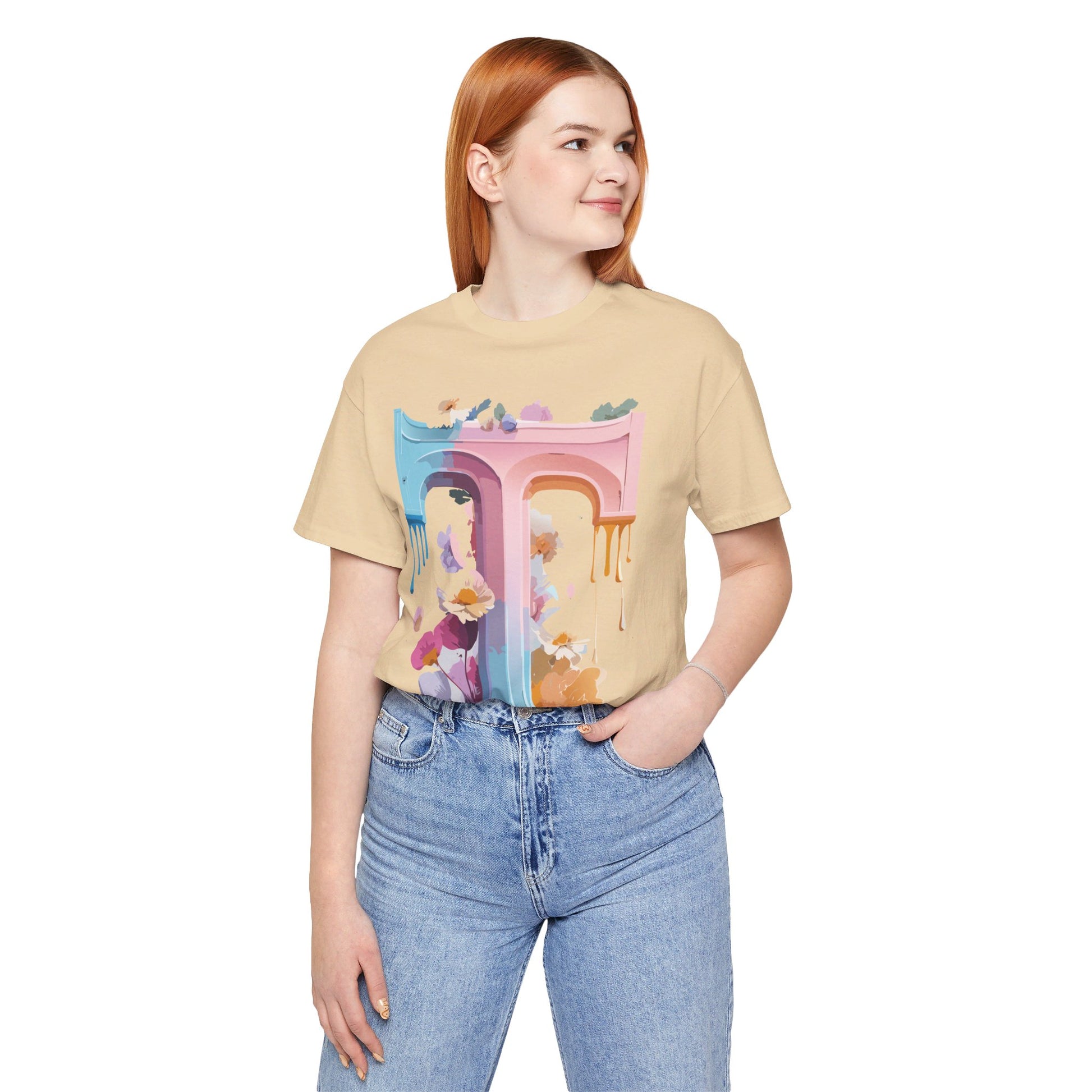 Natural Cotton Tee Shirt - Letters Collection - T Printify