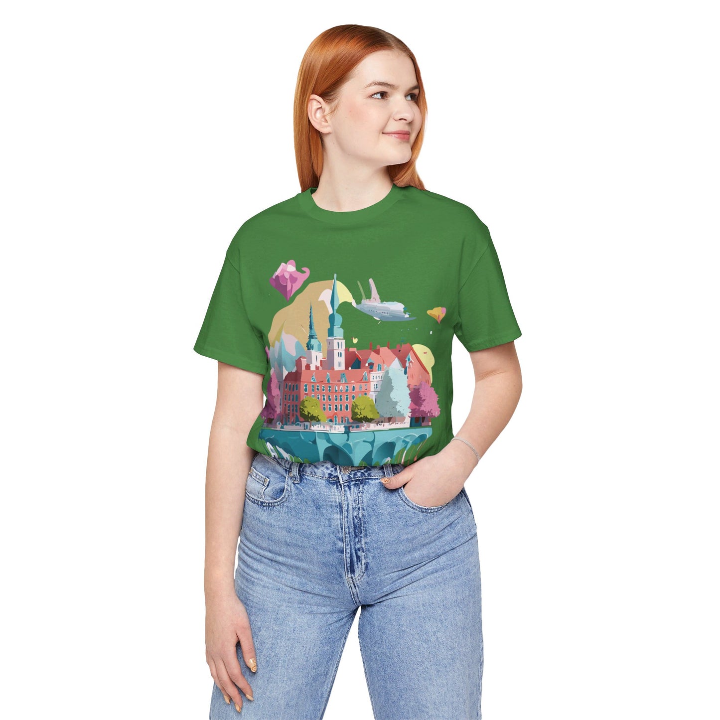 Natural Cotton Tee Shirt - Beautiful Places Collection - Warnemünde and Rostock - Germany Printify