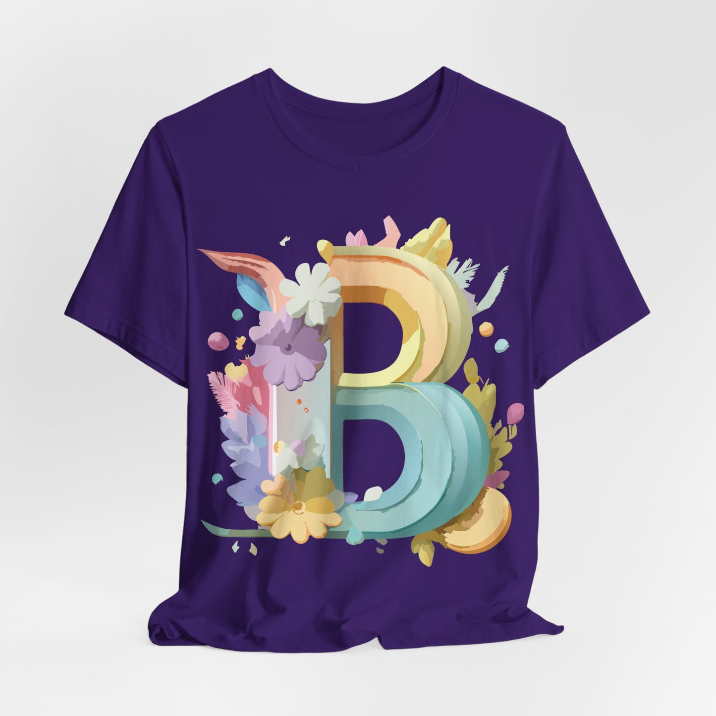 Natural Cotton Tee Shirt - Letters Collection - B Printify