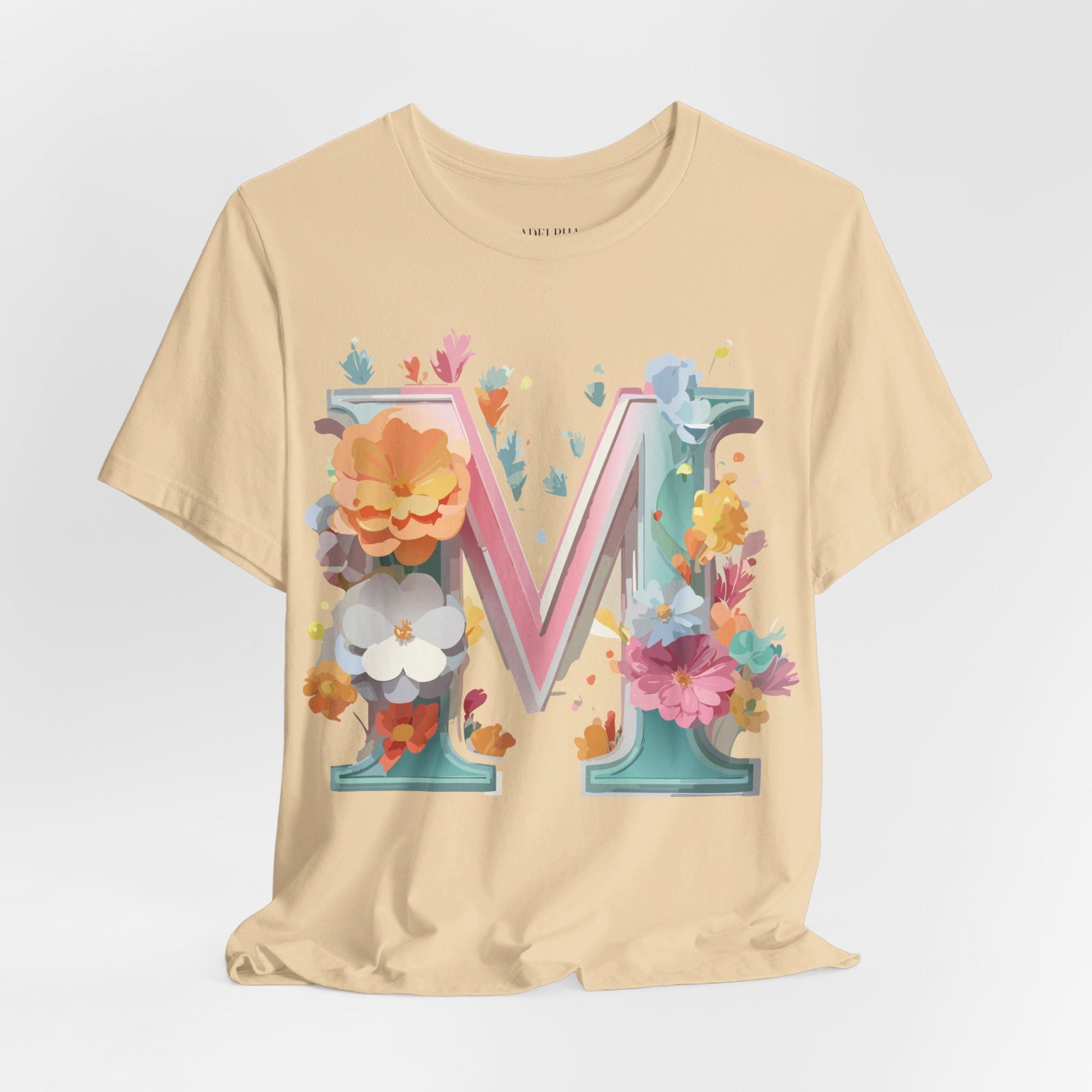Natural Cotton Tee Shirt - Letters Collection - M Printify