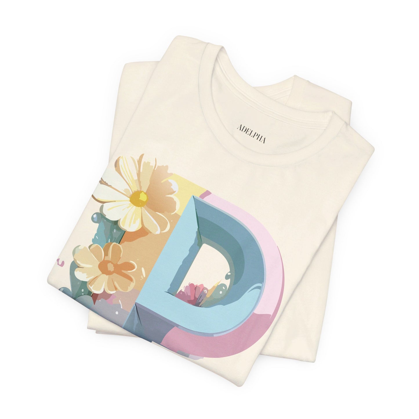 Natural Cotton Tee Shirt - Letters Collection - P Printify