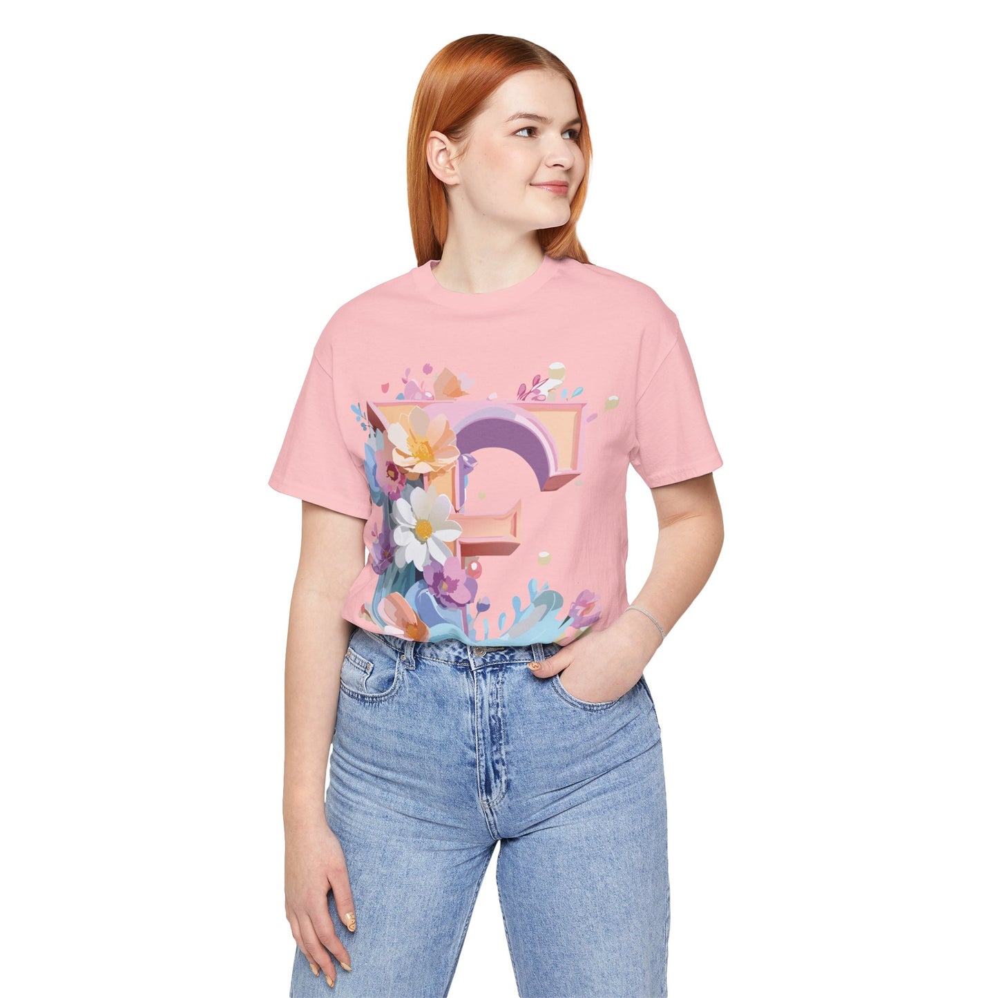 Natural Cotton Tee Shirt - Letters Collection - E Printify