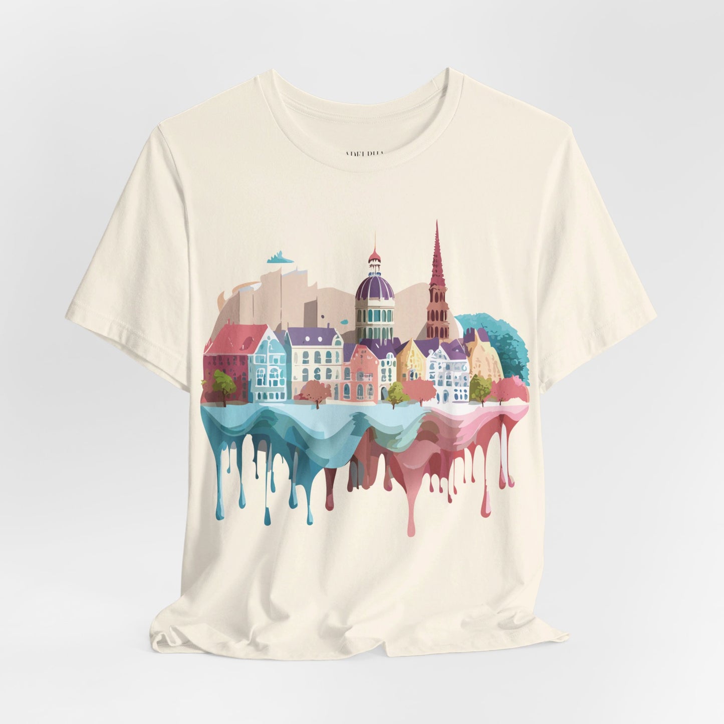 Natural Cotton Tee Shirt - Beautiful Places Collection - Warnemünde and Rostock - Germany Printify