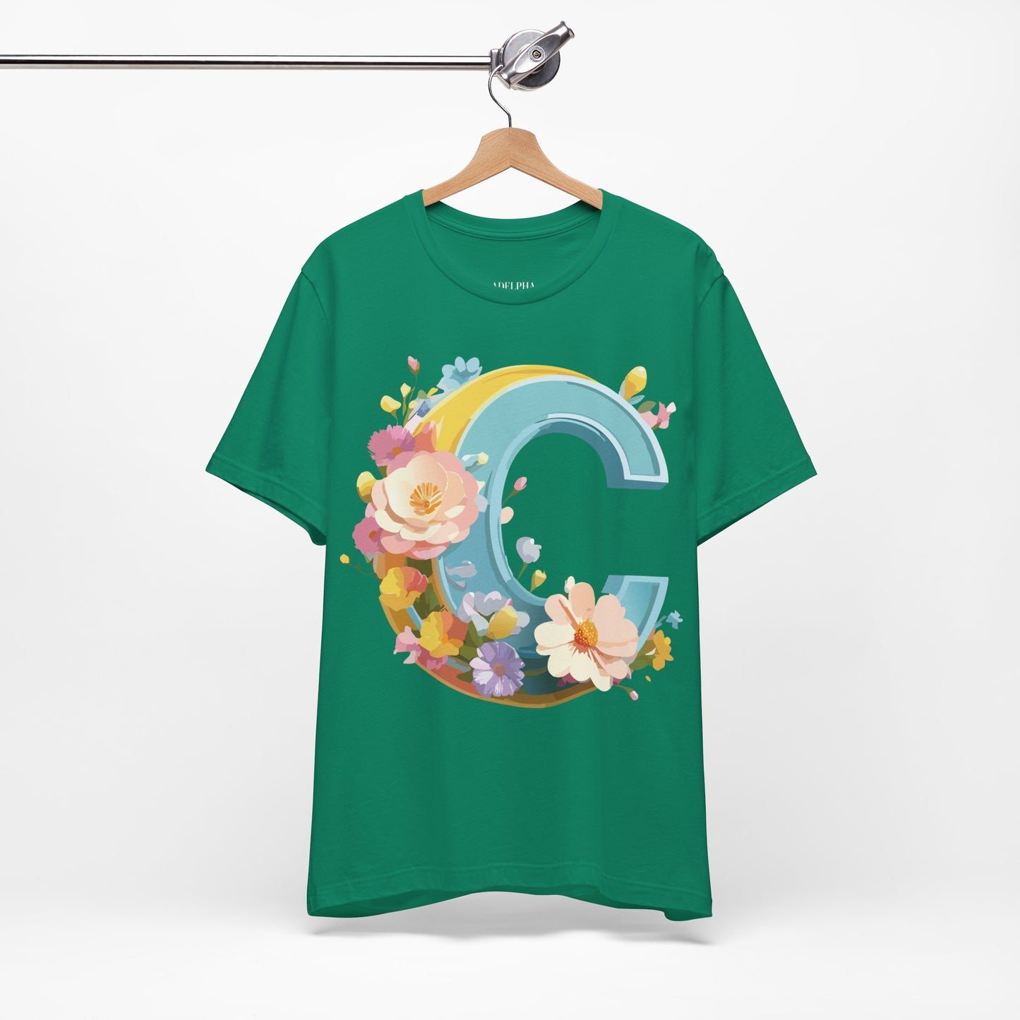Natural Cotton Tee Shirt - Letters Collection - C Printify