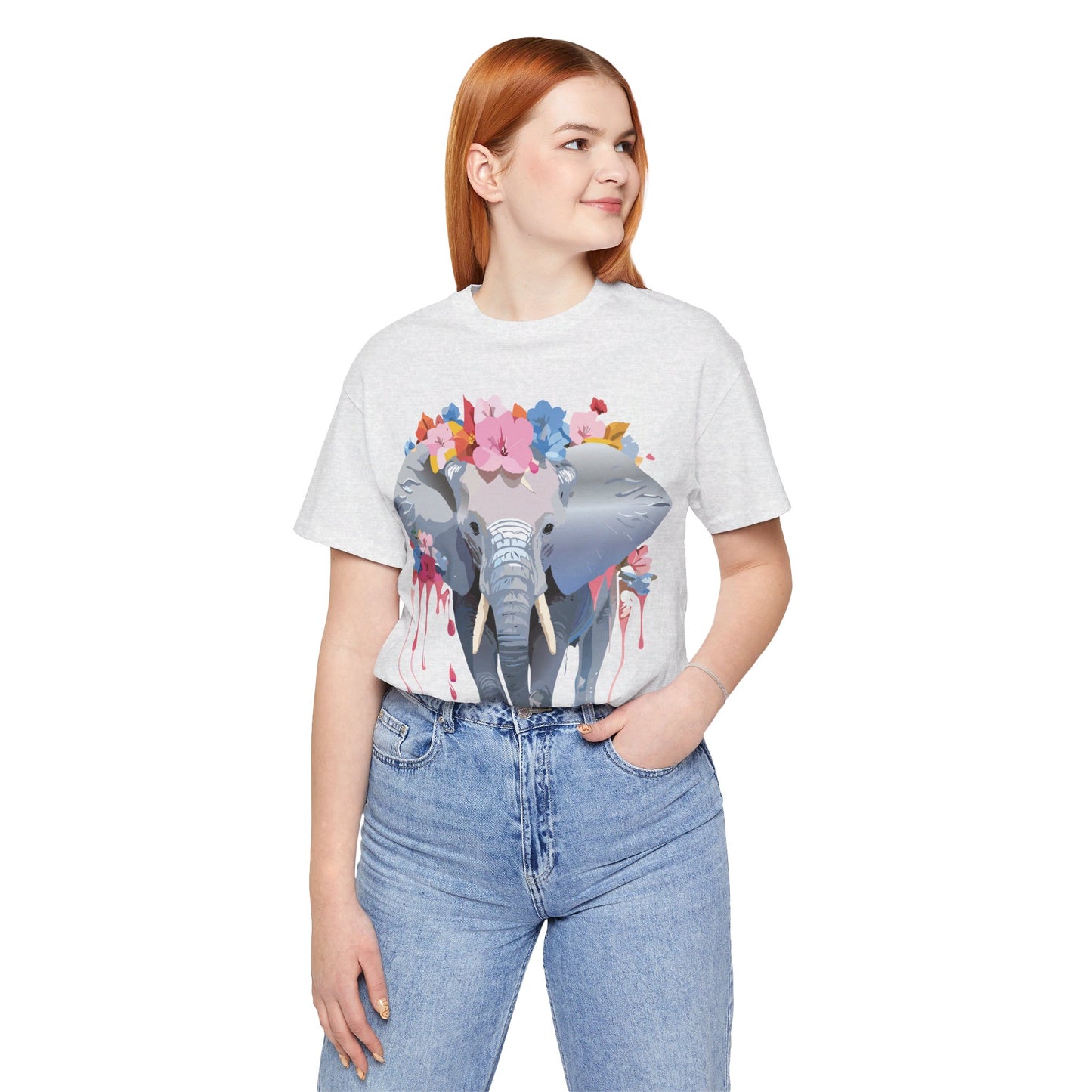 Natural Cotton Tee Shirt with Elephant Printify