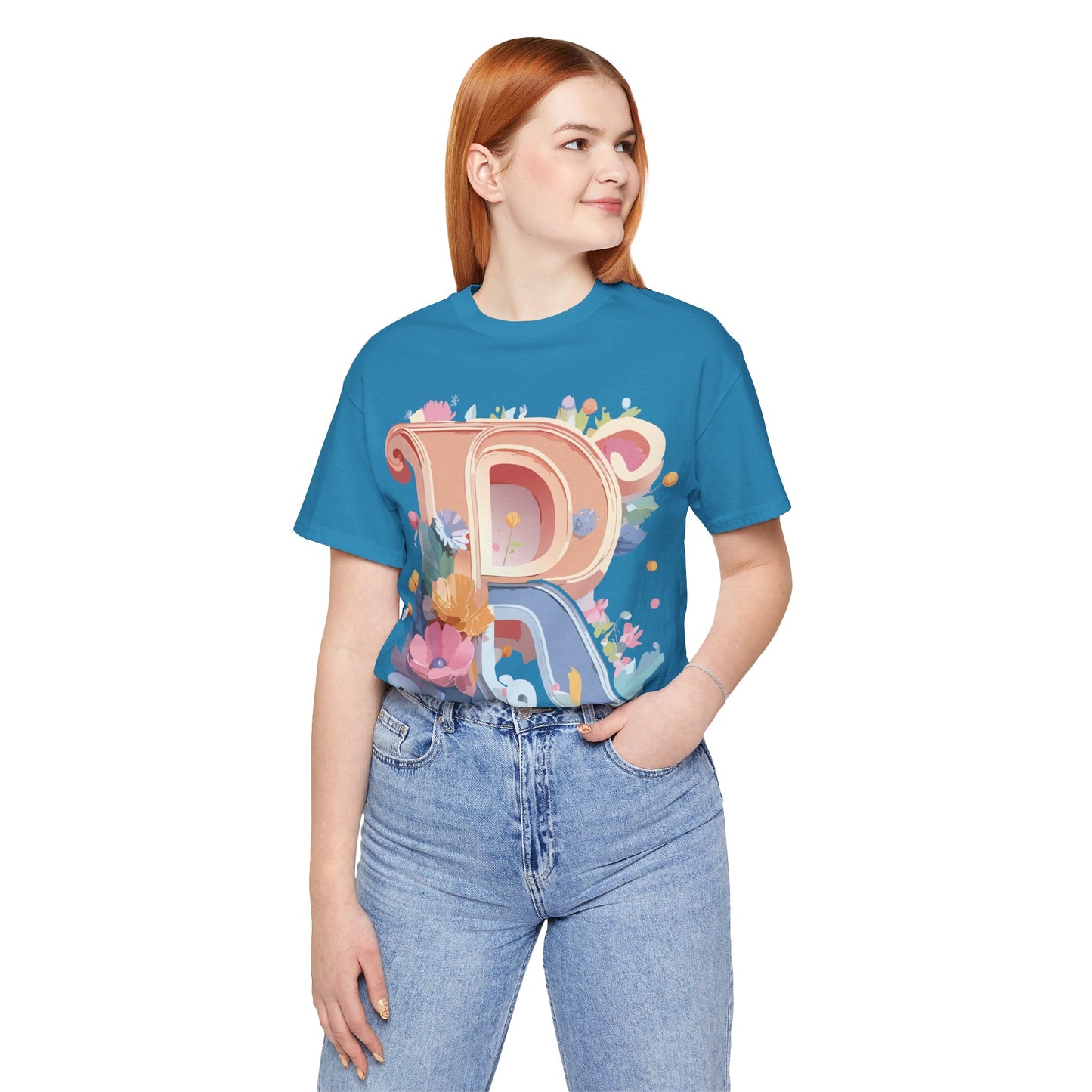 Natural Cotton Tee Shirt - Letters Collection - R Printify