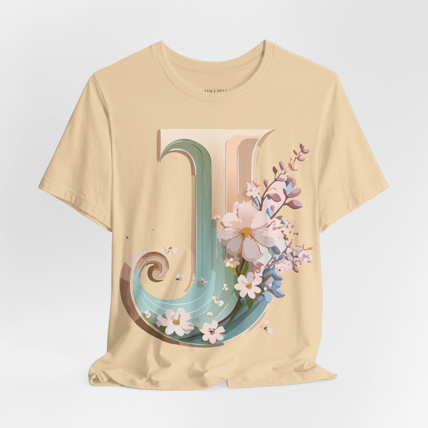 Natural Cotton Tee Shirt - Letters Collection - J Printify