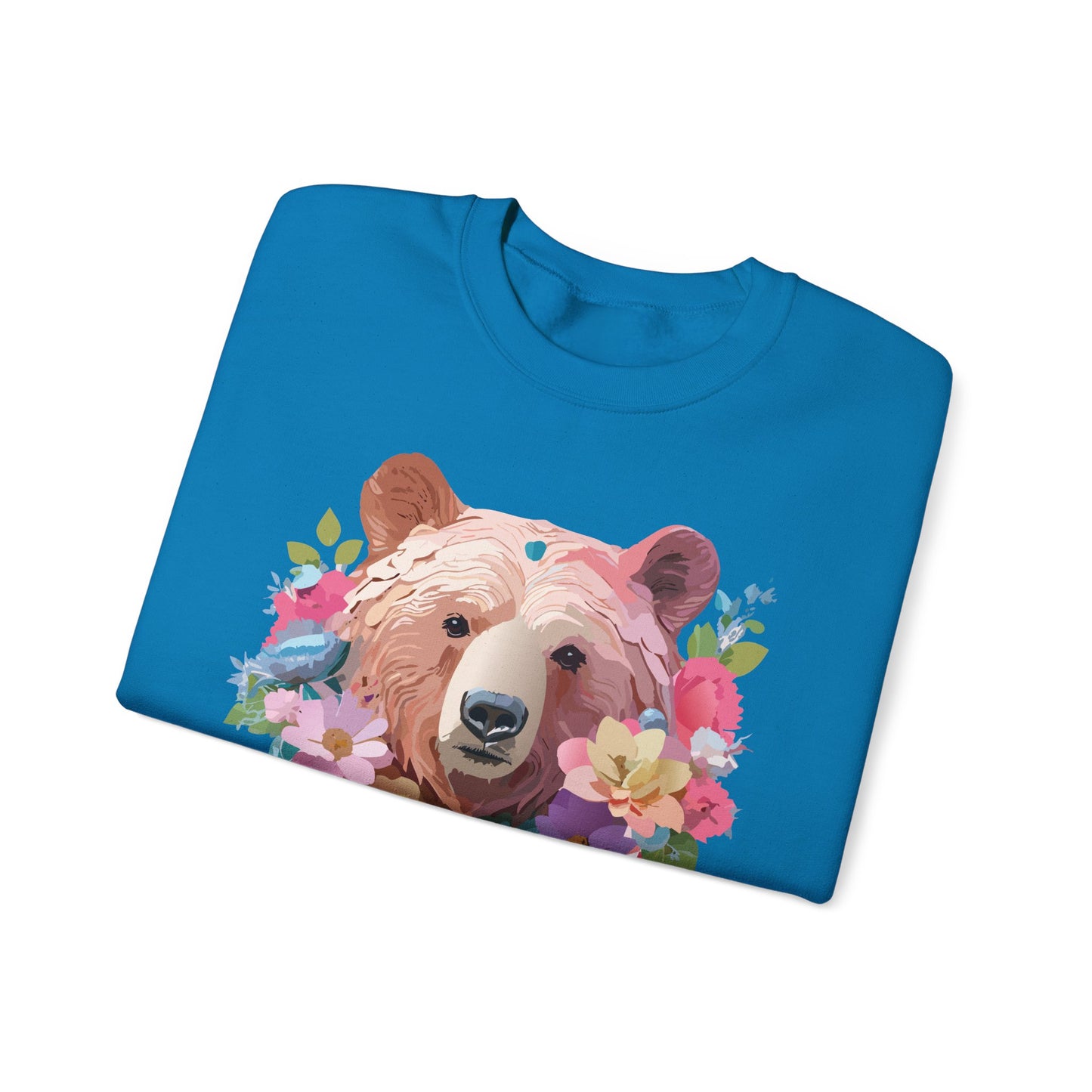 Unisex Floral Bear Sweatshirt, Animals Sweatshirt, Floral Sweatshirt, Art Design Sweatshirt