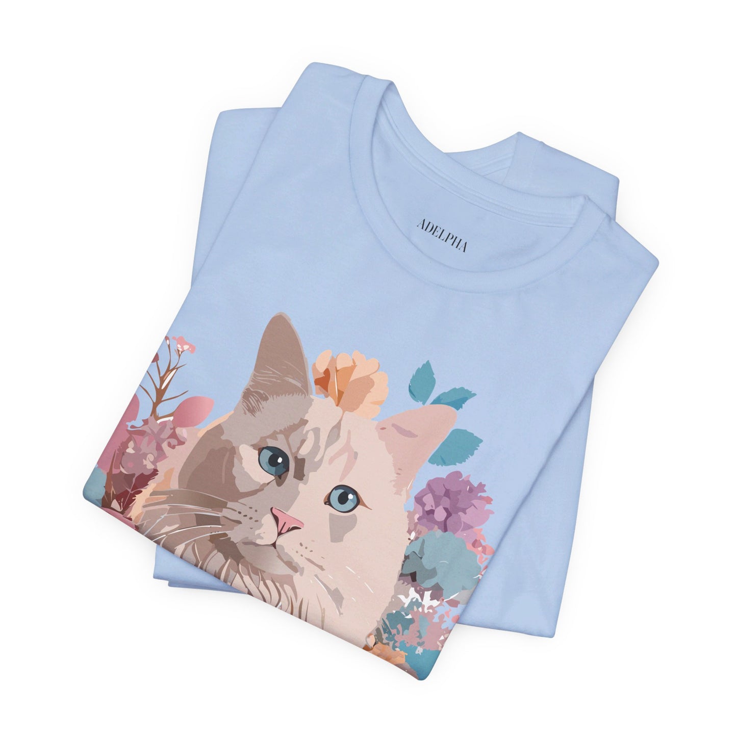 Natural Cotton Tee Shirt with Cat Printify