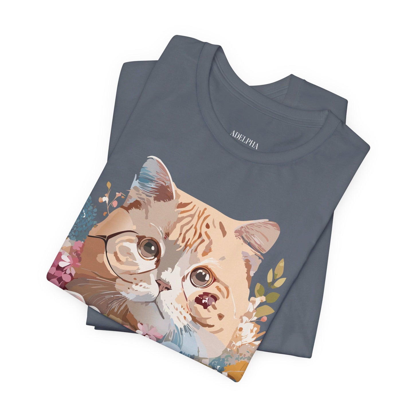 Natural Cotton Tee Shirt with Cat Printify