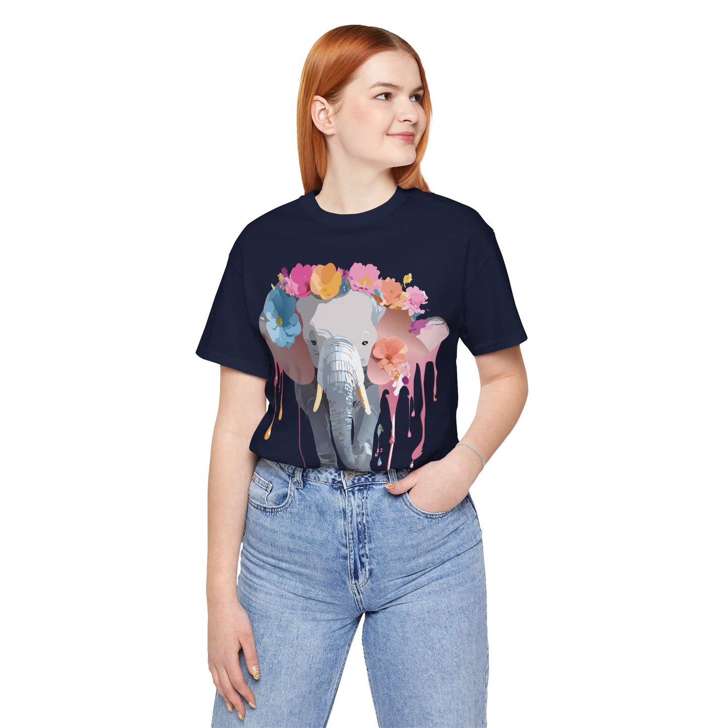 Natural Cotton Tee Shirt with Elephant Printify