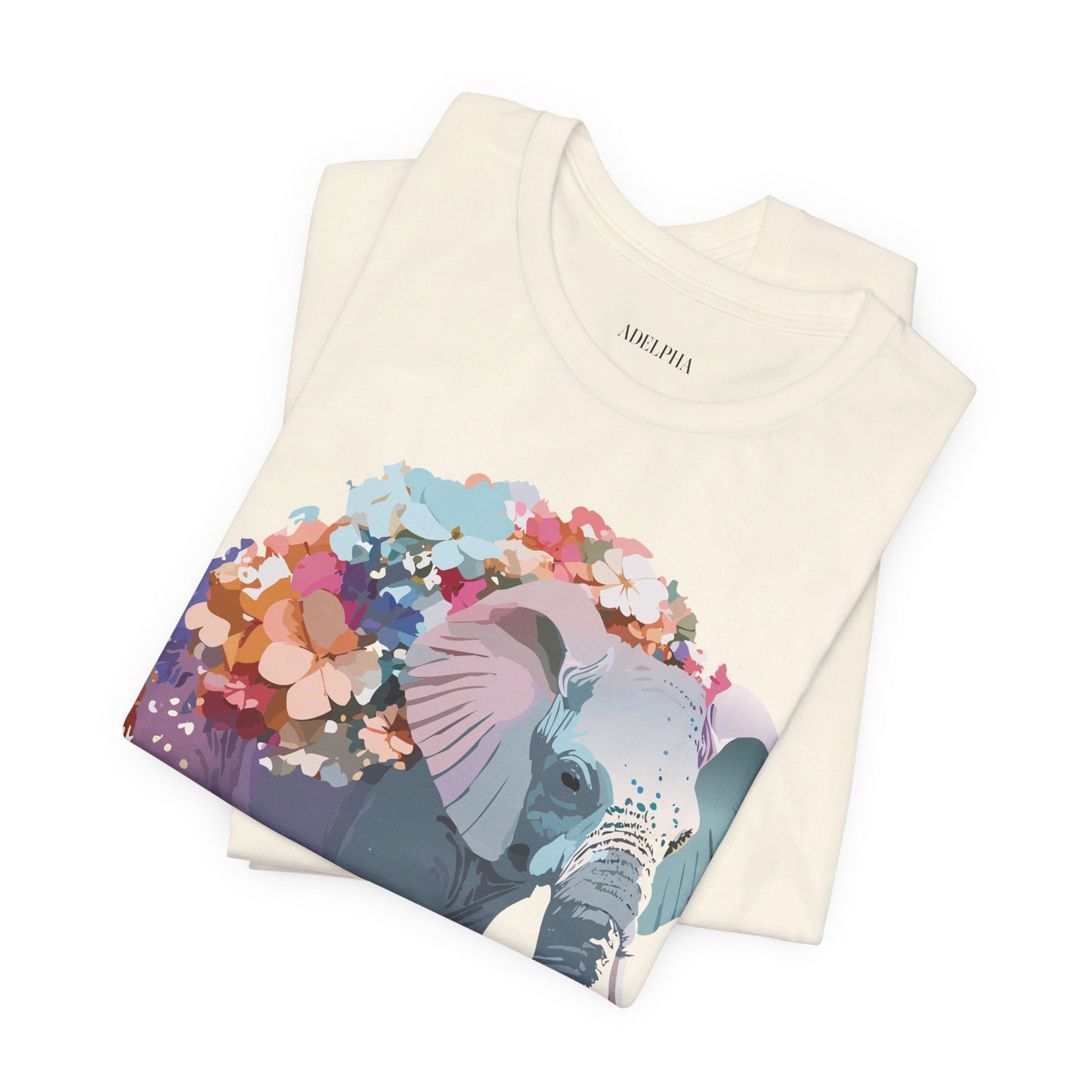Natural Cotton Tee Shirt with Elephant Printify