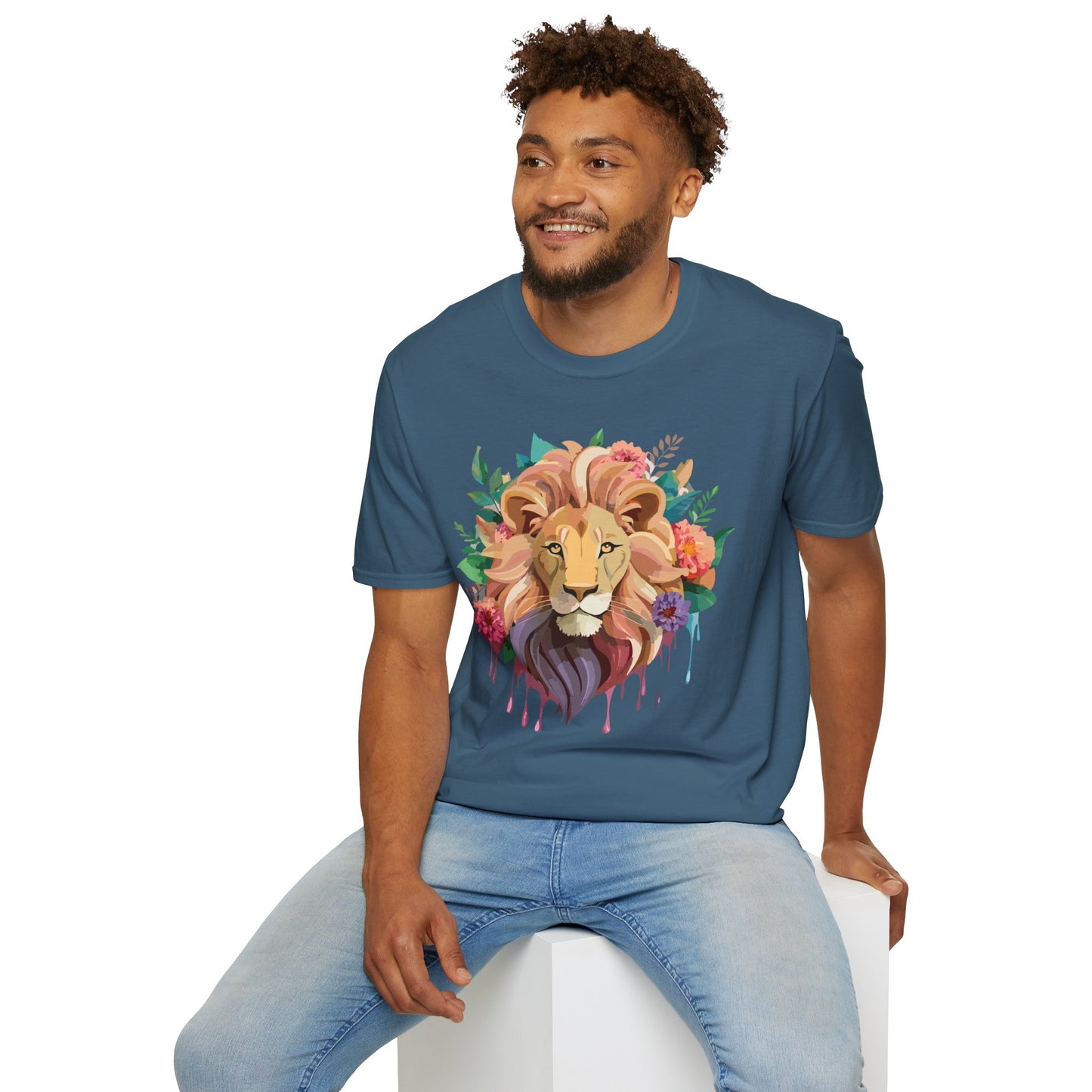 Lion Shirt, Shirt with Lion, Floral Lion Tee, Shirt with Animals