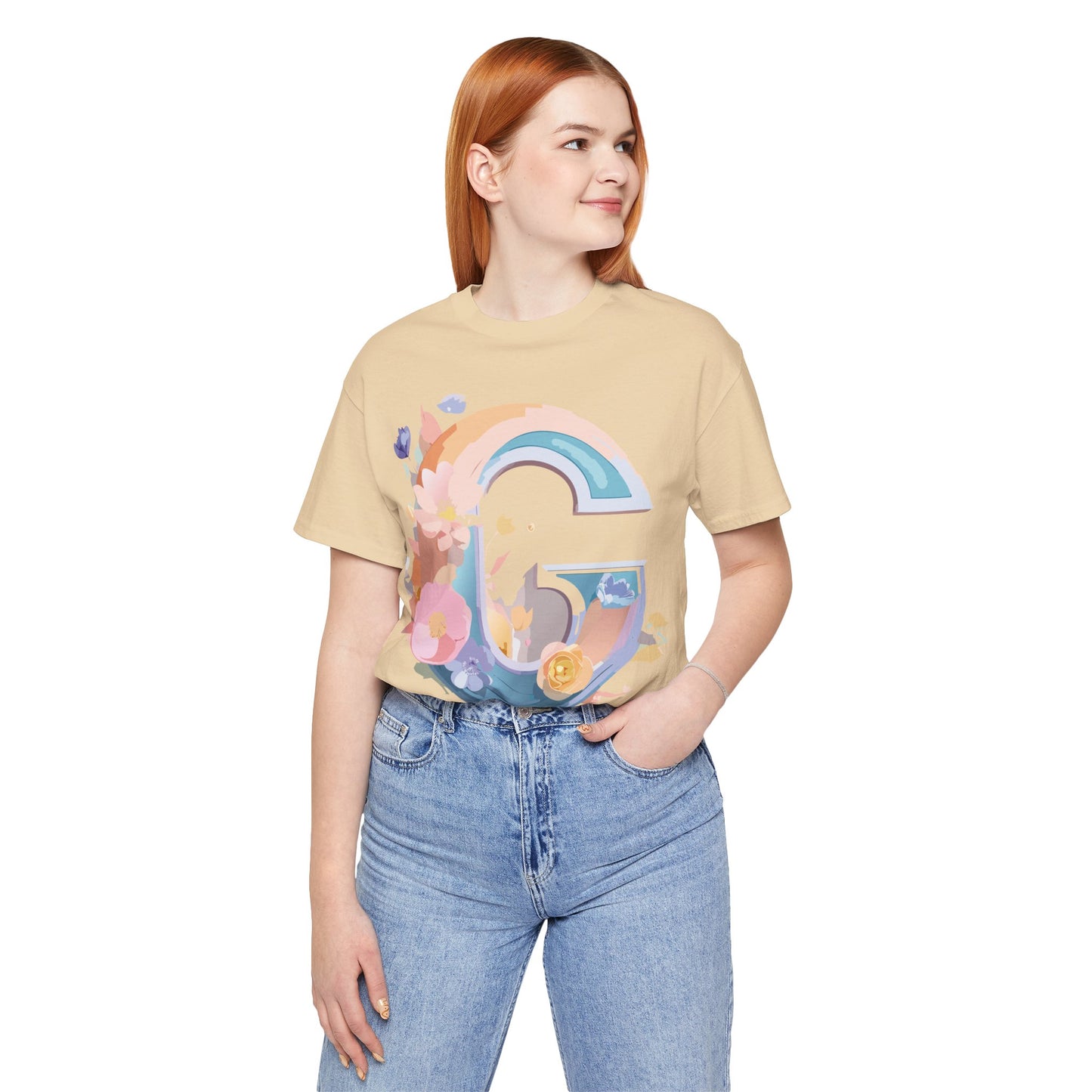 Natural Cotton Tee Shirt - Letters Collection - G Printify
