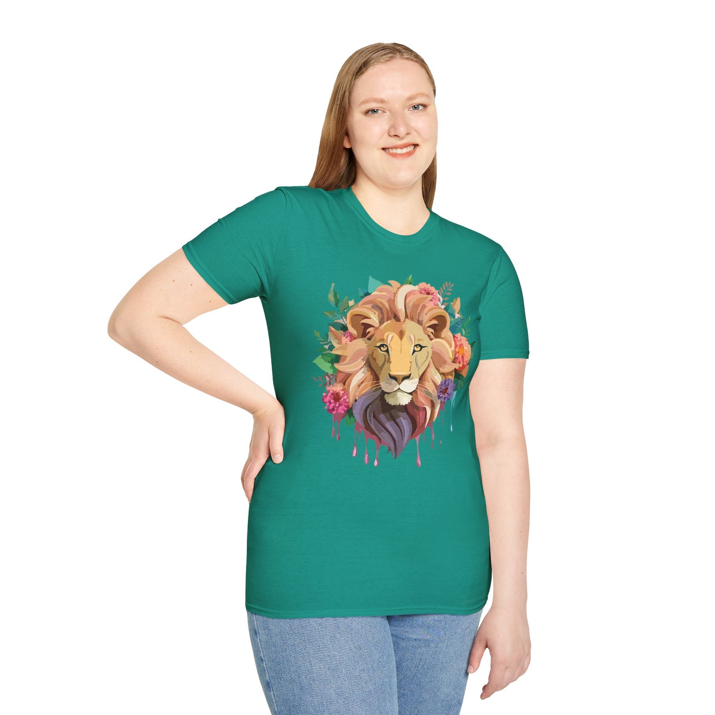 Lion Shirt, Shirt with Lion, Floral Lion Tee, Shirt with Animals