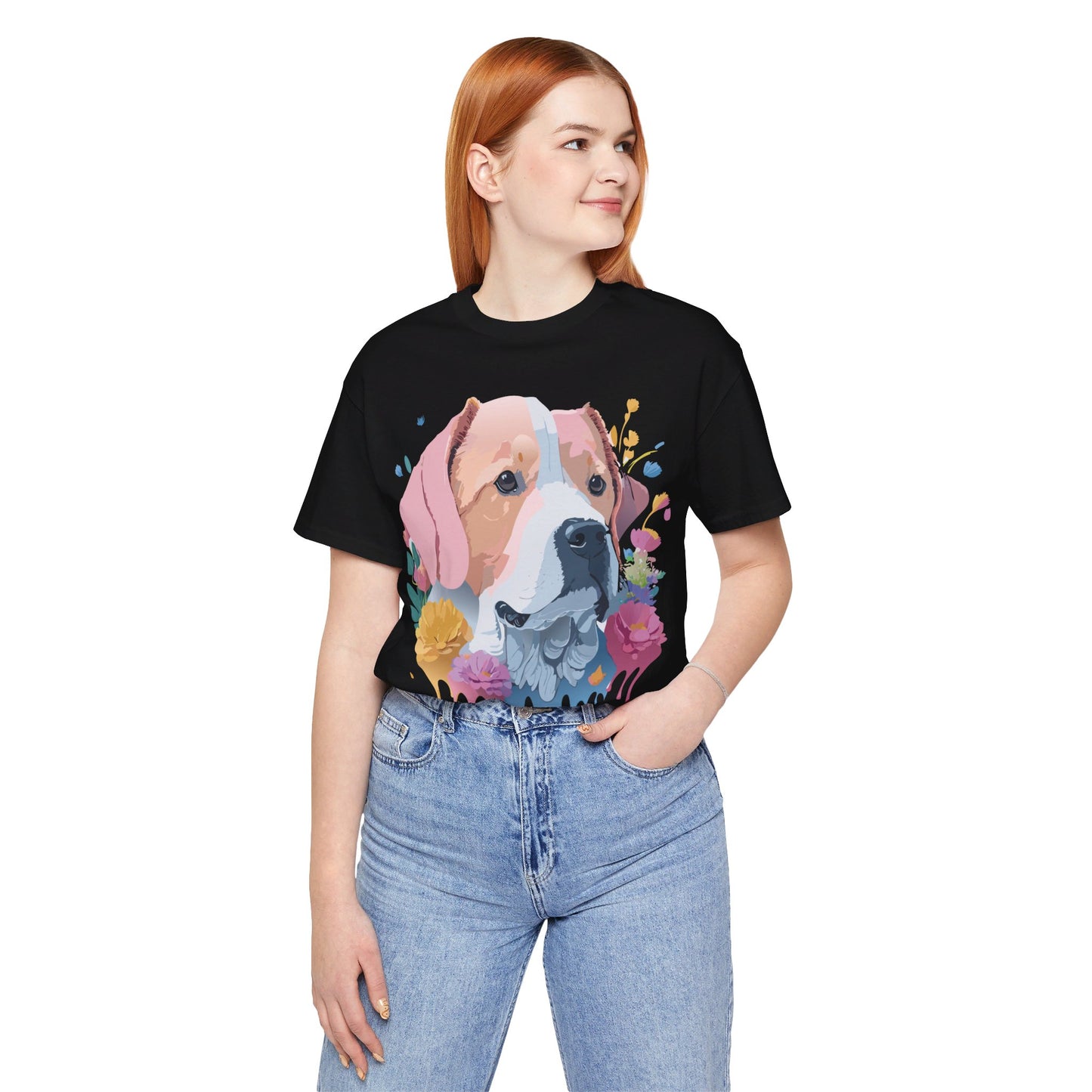 Natural Cotton Tee Shirt with Dog Printify