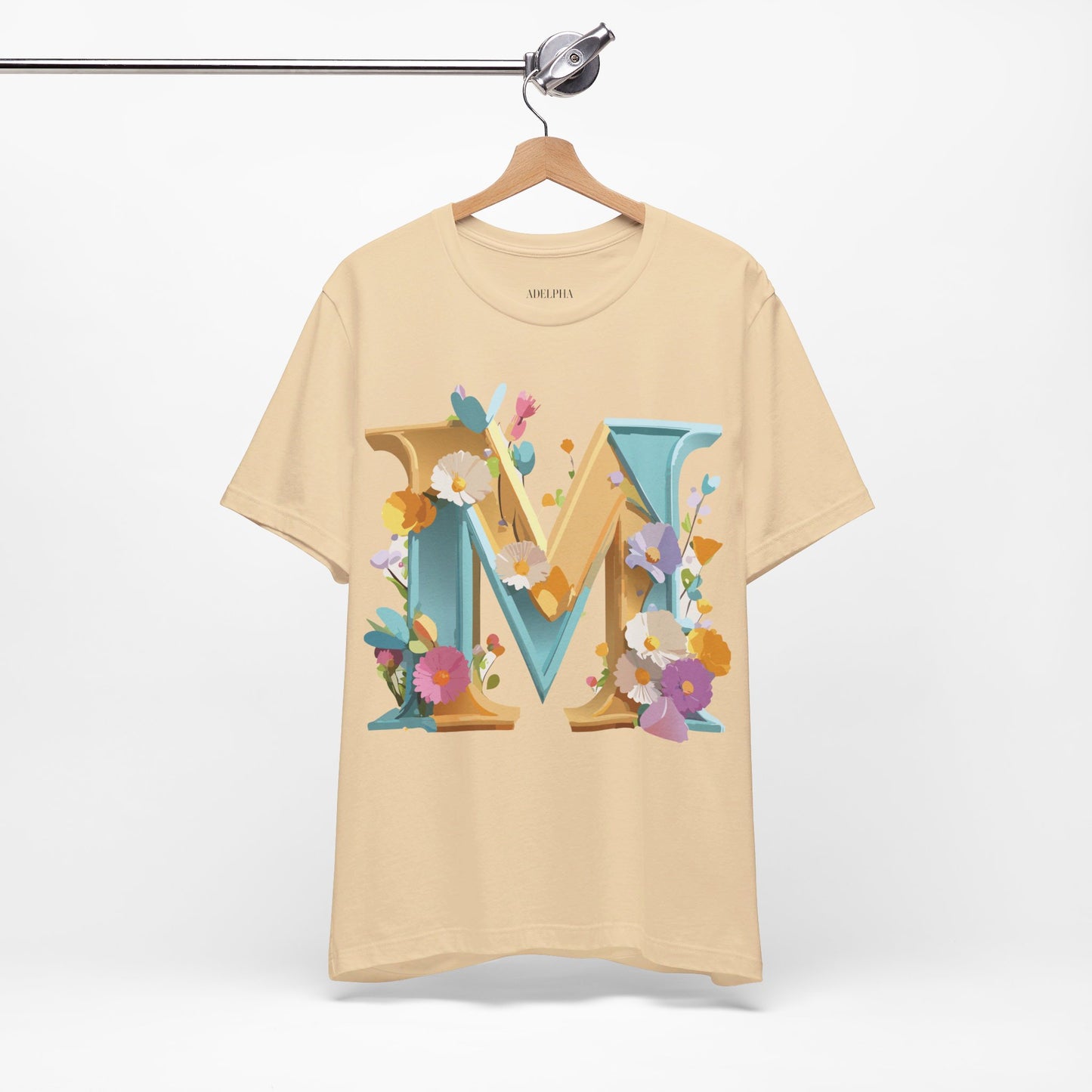 Natural Cotton Tee Shirt - Letters Collection - M Printify