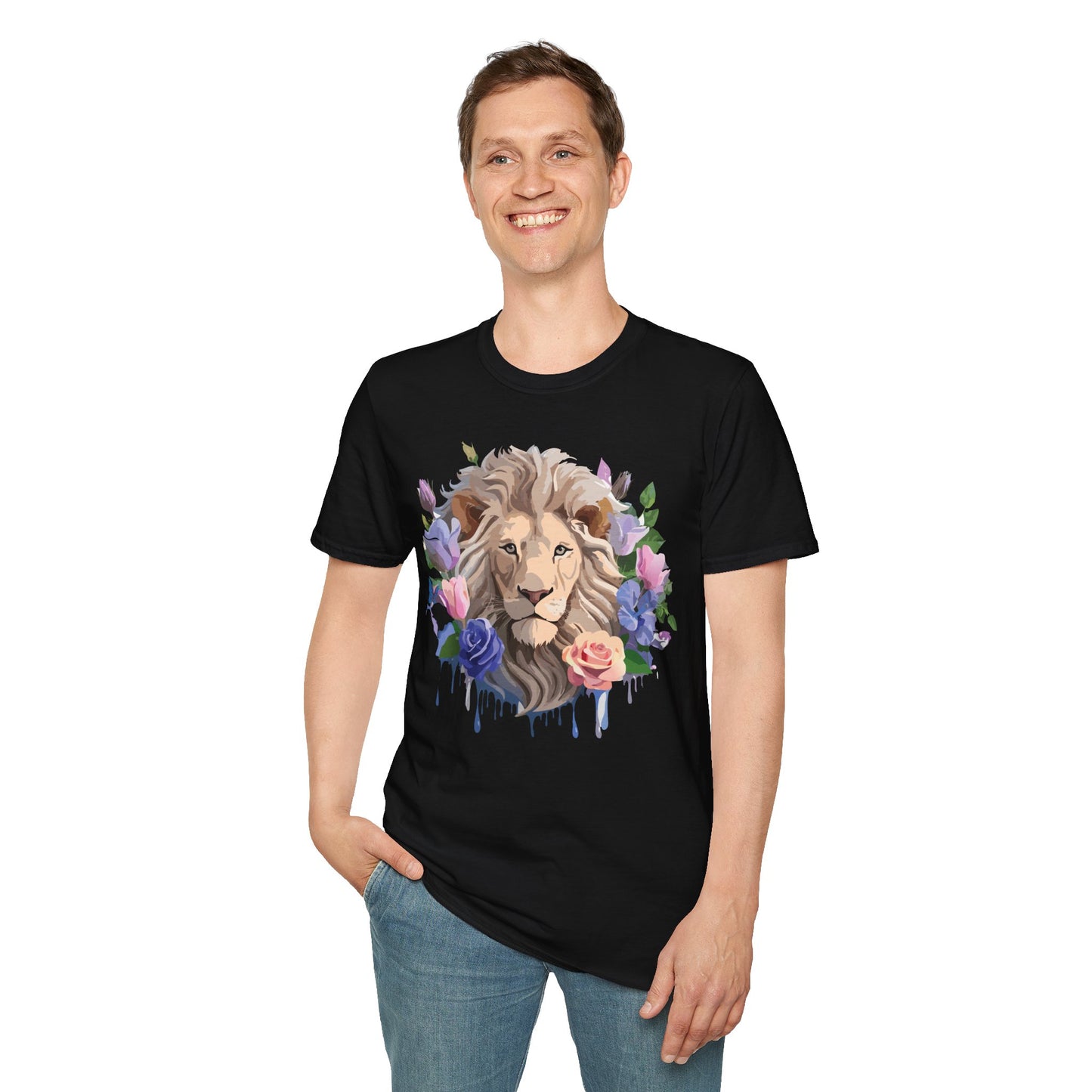 Lion Shirt, Shirt with Lion, Floral Lion Tee, Shirt with Animals