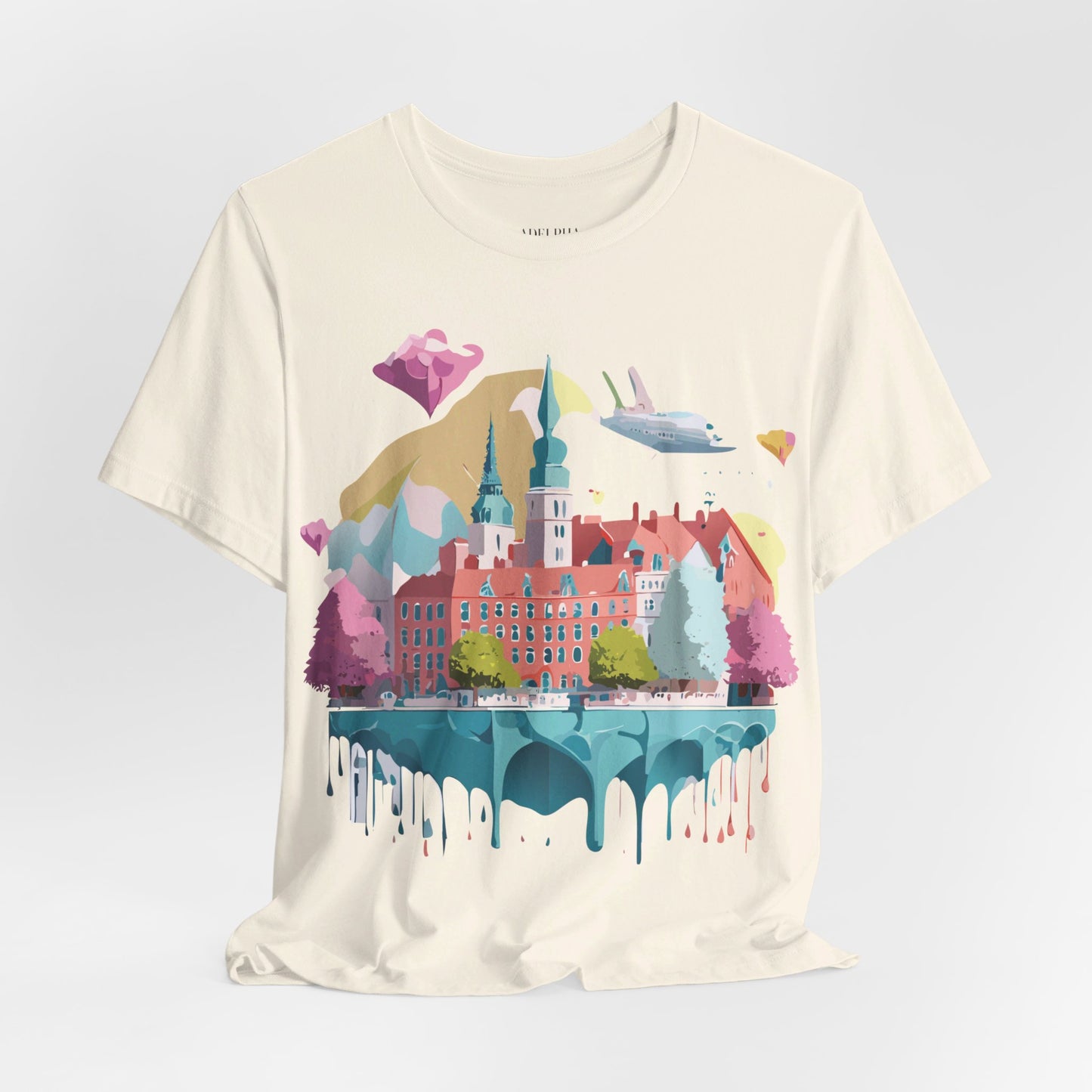 Natural Cotton Tee Shirt - Beautiful Places Collection - Warnemünde and Rostock - Germany Printify