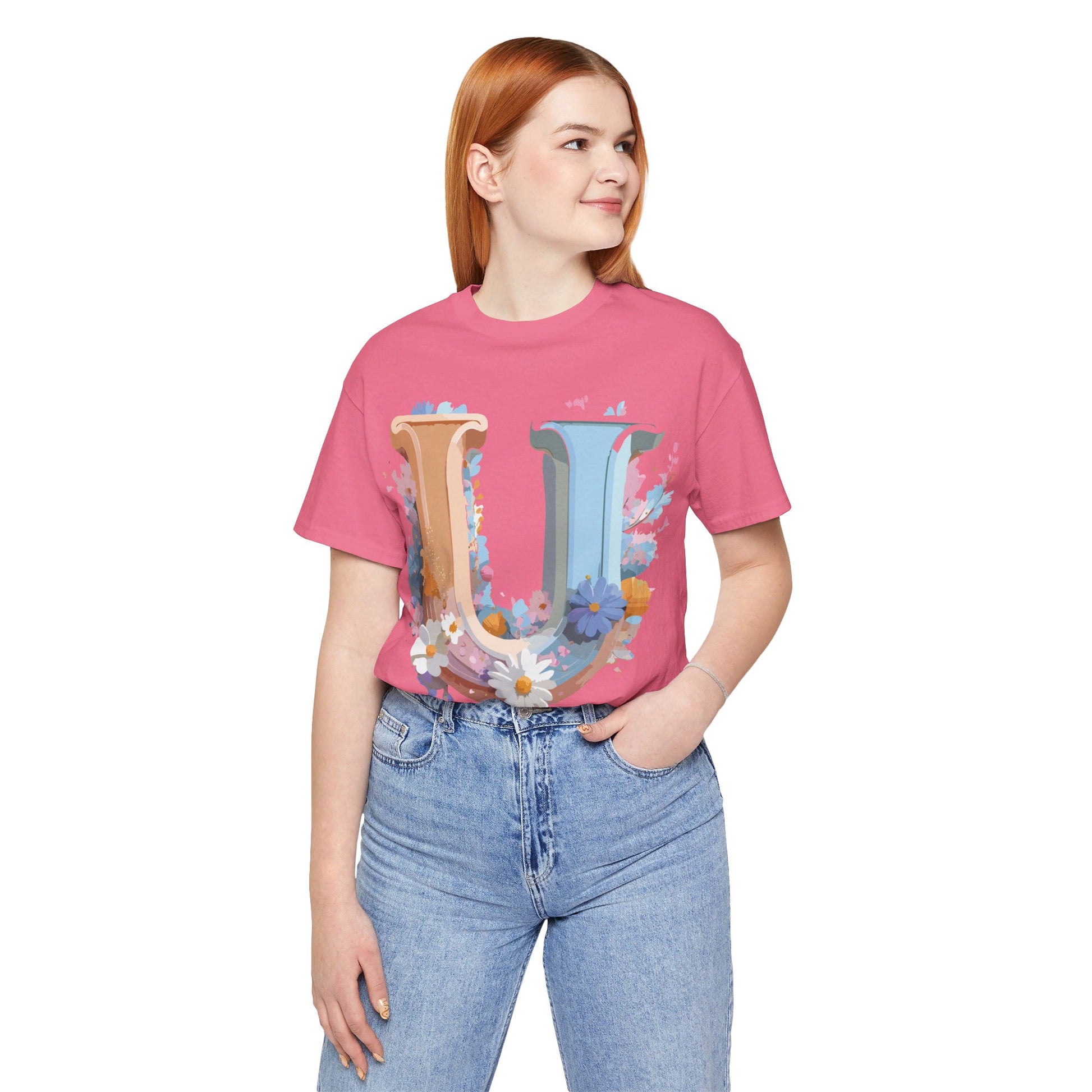 Natural Cotton Tee Shirt - Letters Collection - U Printify