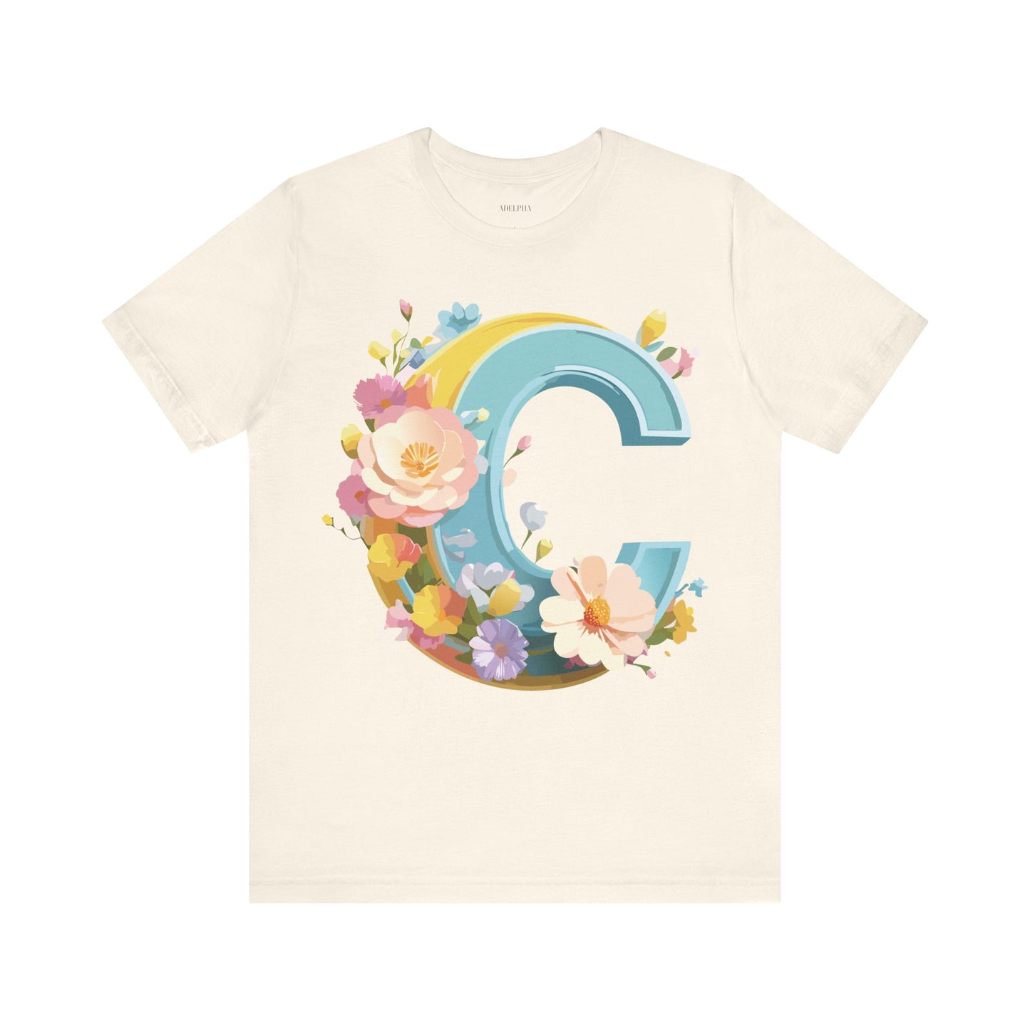 Natural Cotton Tee Shirt - Letters Collection - C Printify