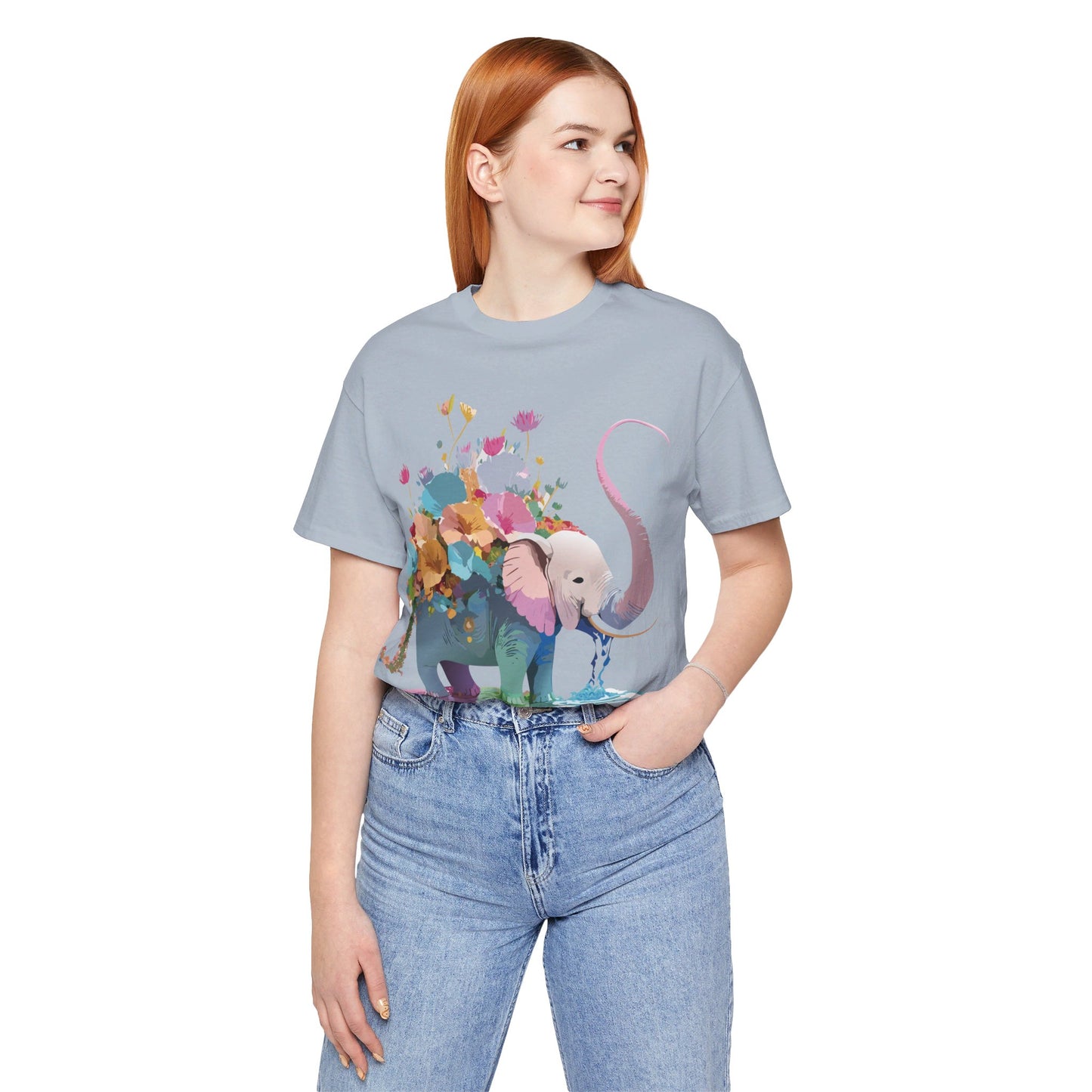Natural Cotton Tee Shirt with Elephant Printify
