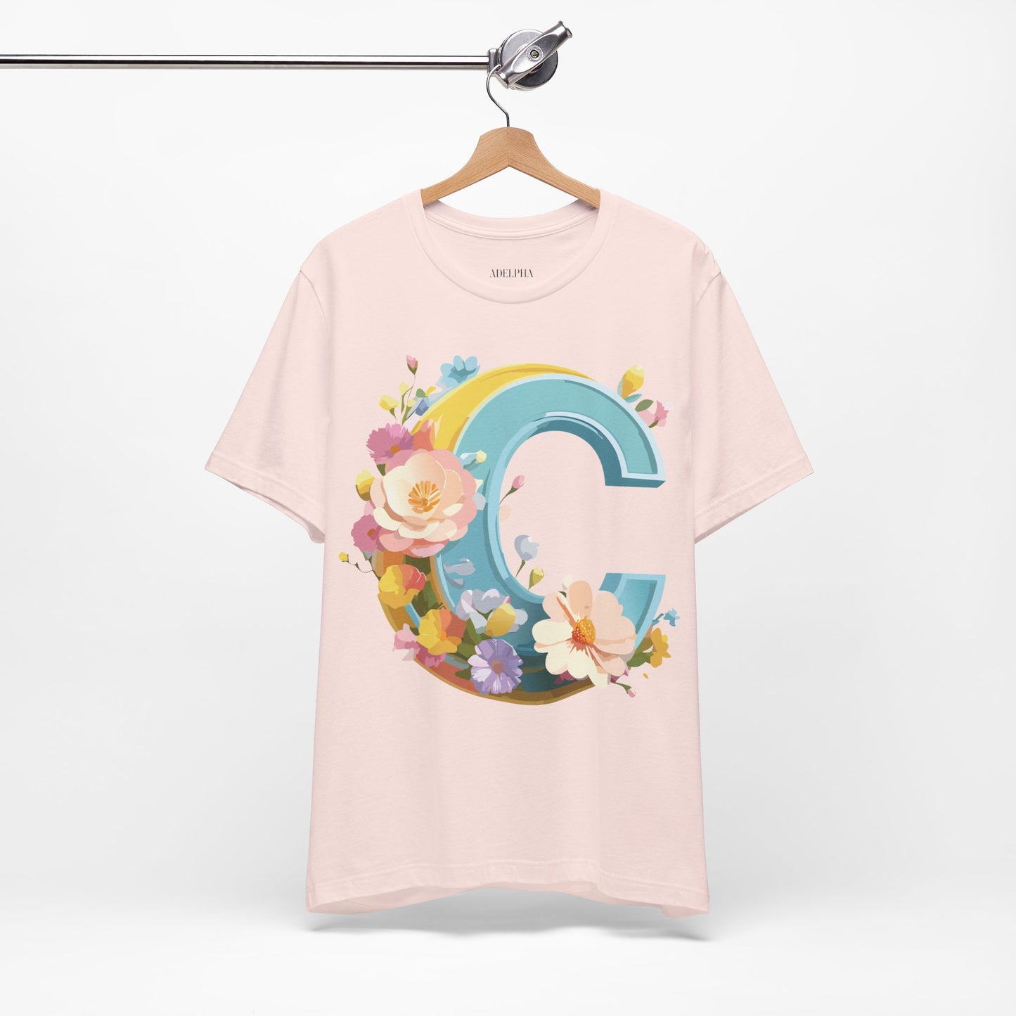 Natural Cotton Tee Shirt - Letters Collection - C Printify